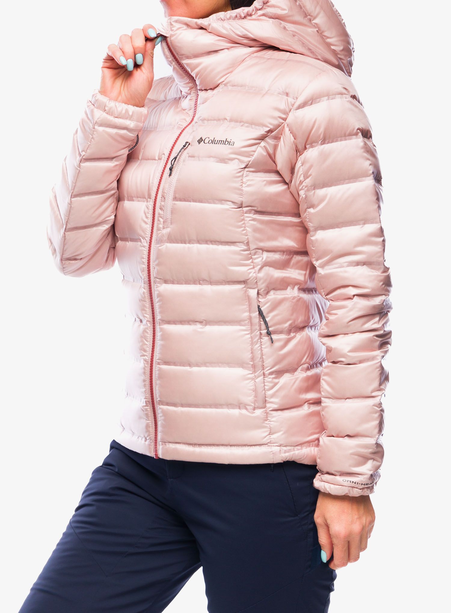 Ženska puhovka Columbia Pebble Peak Down Hooded Jacket - dusty pink