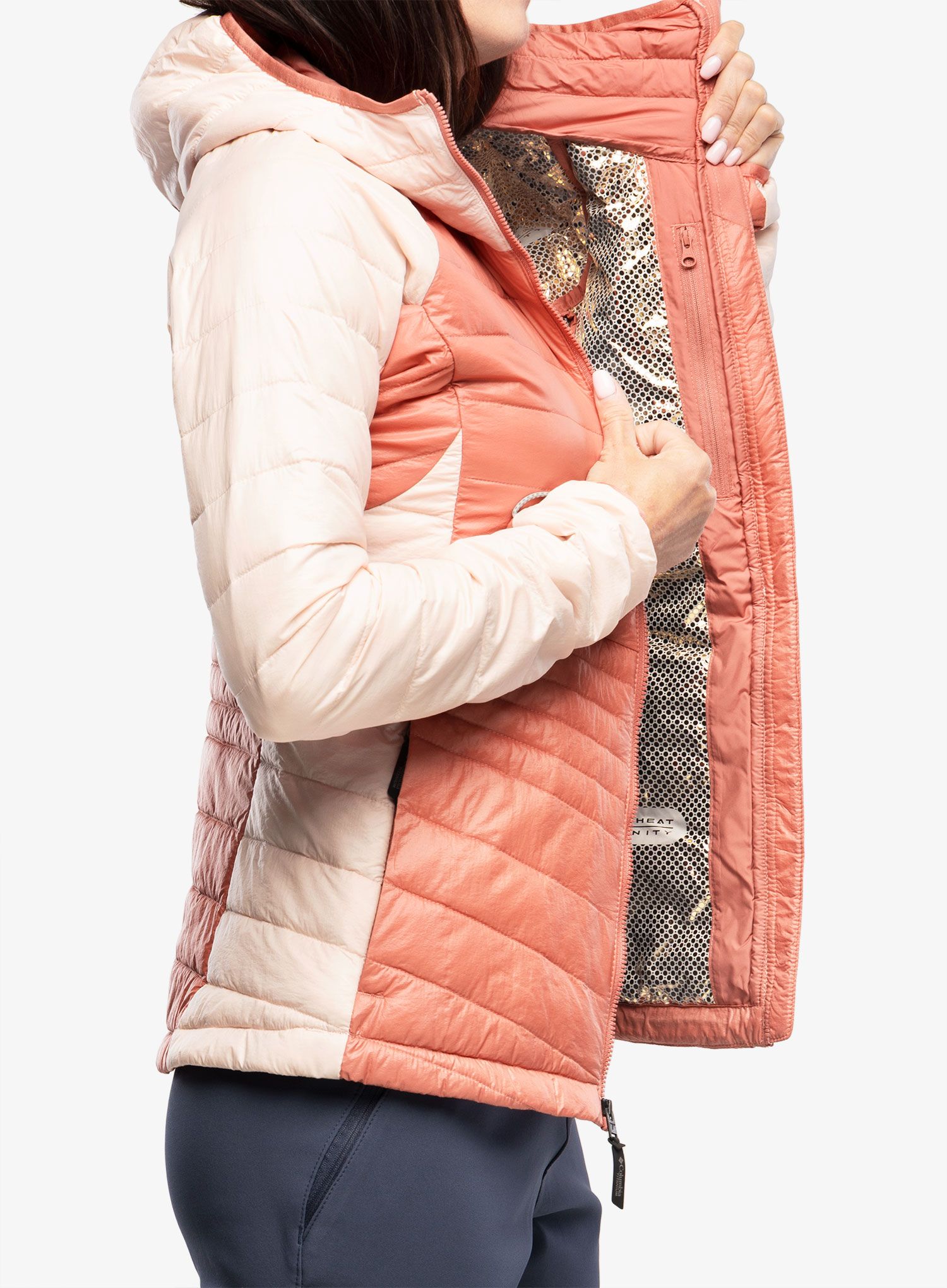 Ženska jakna Columbia Platinum Peak Hooded Jacket - dark coral/peach blossom