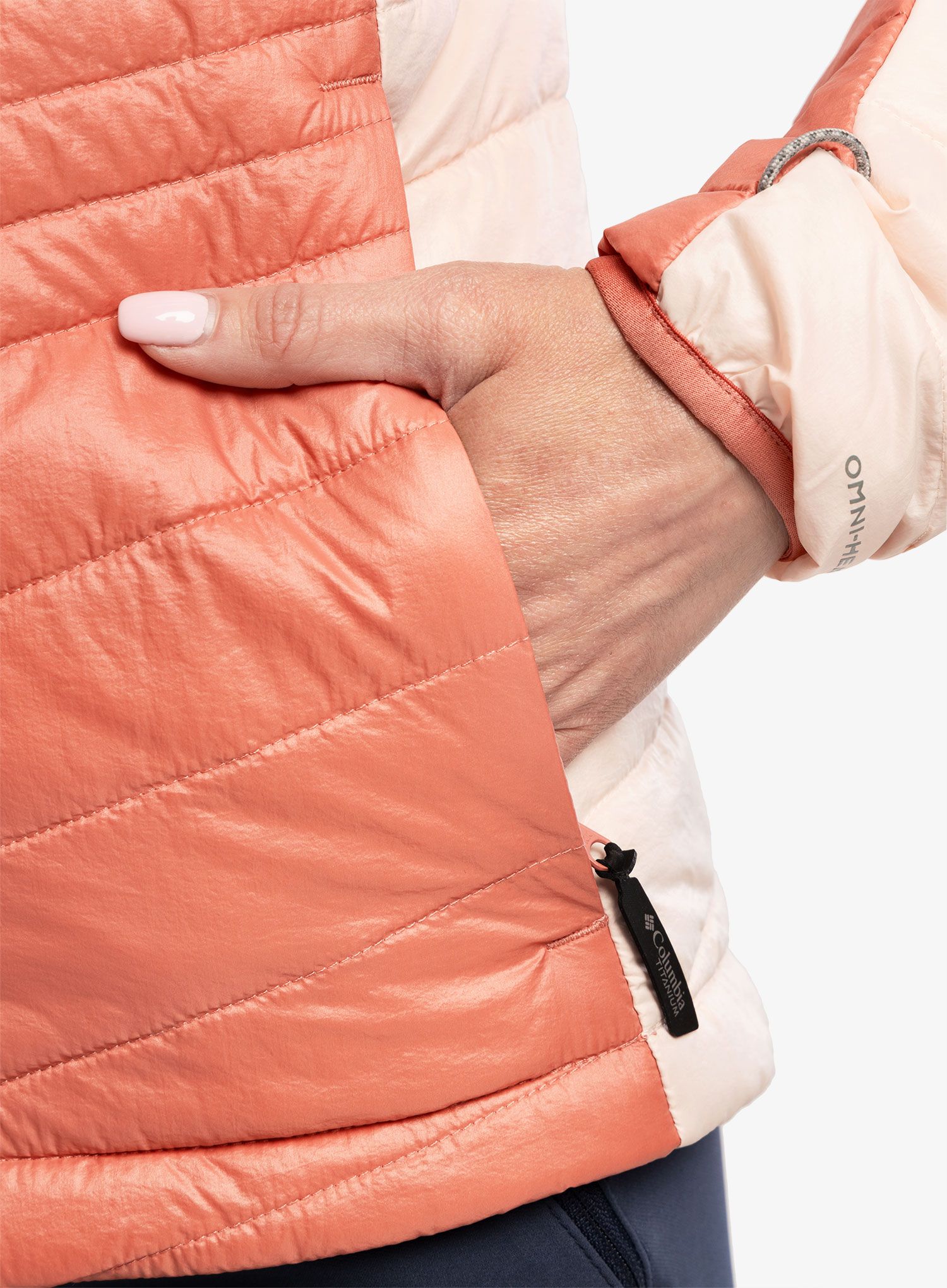 Ženska jakna Columbia Platinum Peak Hooded Jacket - dark coral/peach blossom