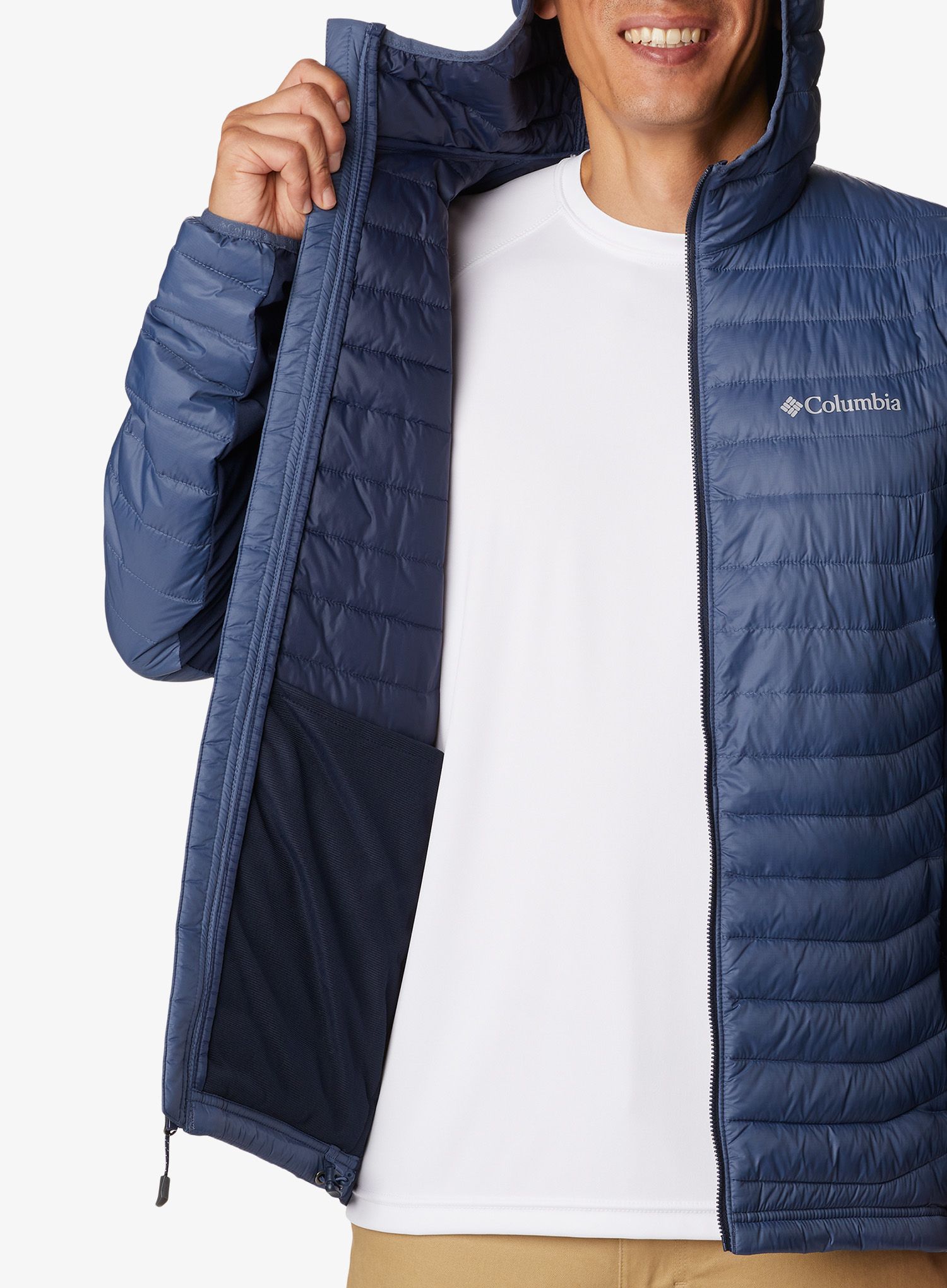 Sintetična jakna Columbia Powder Pass Hooded Jacket - dark mountain/collegiate navy