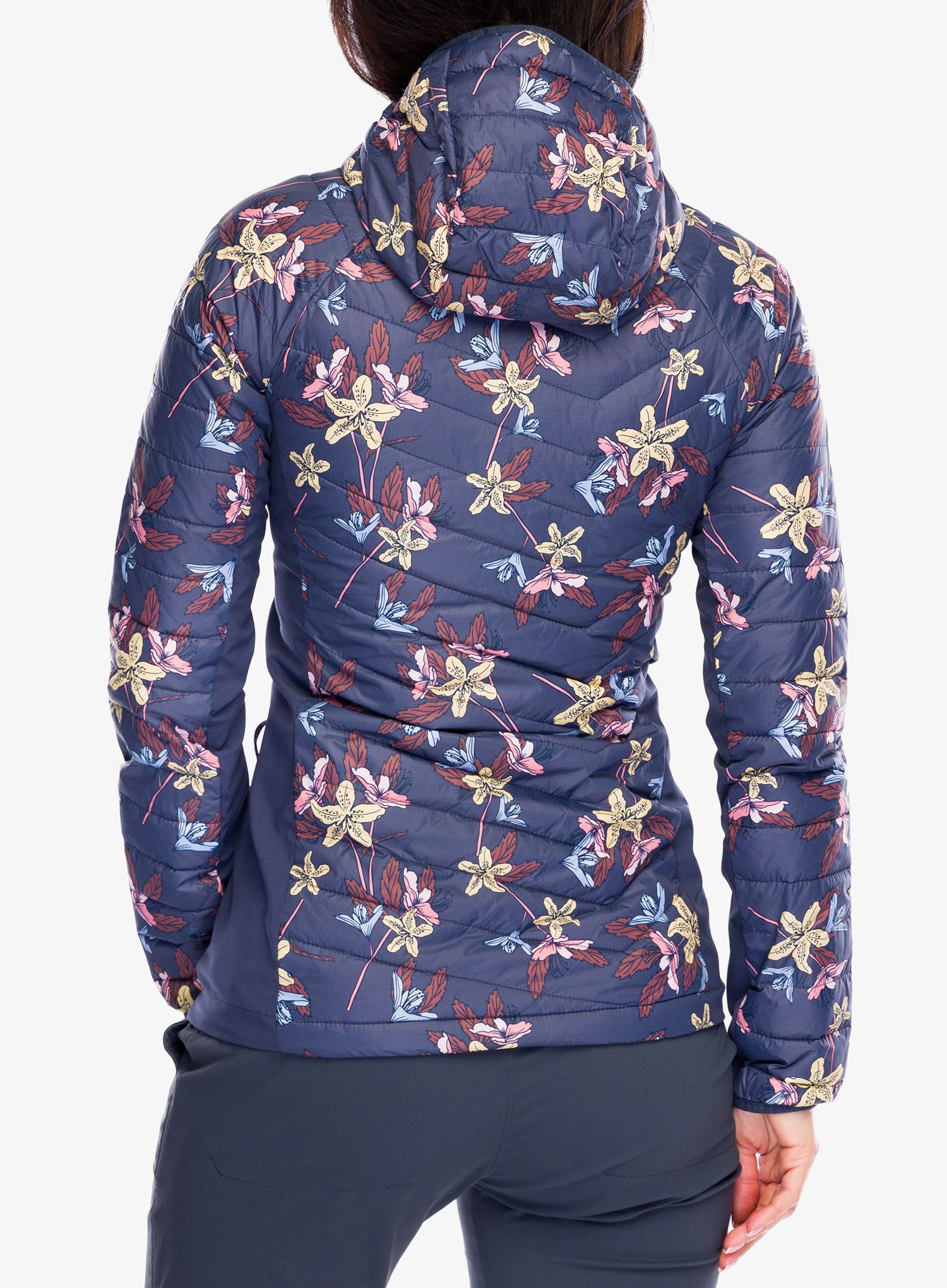 Ženska sintetična jakna Columbia Powder Pass Hooded Jacket - nocturnal tiger lilies print