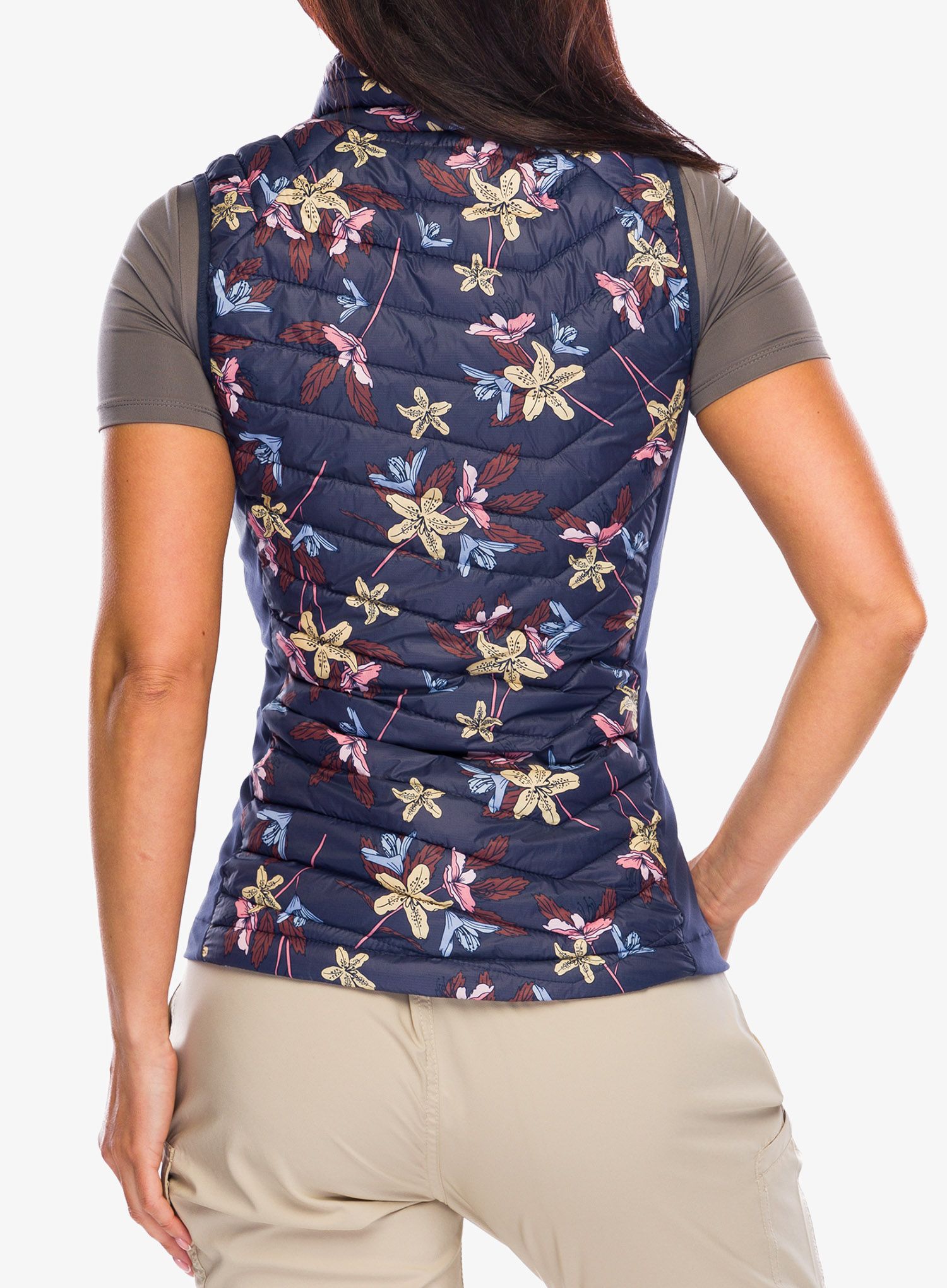 Ženski brezrokavnik Columbia Powder Pass Vest - nocturnal tiger lilies print