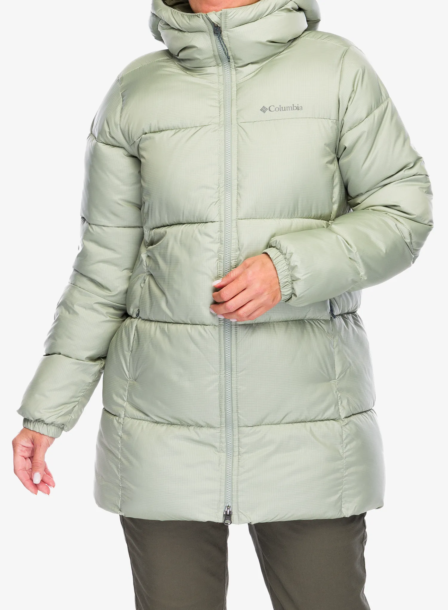 Ženski plašč Columbia Puffect II Mid Hooded Jacket - safari