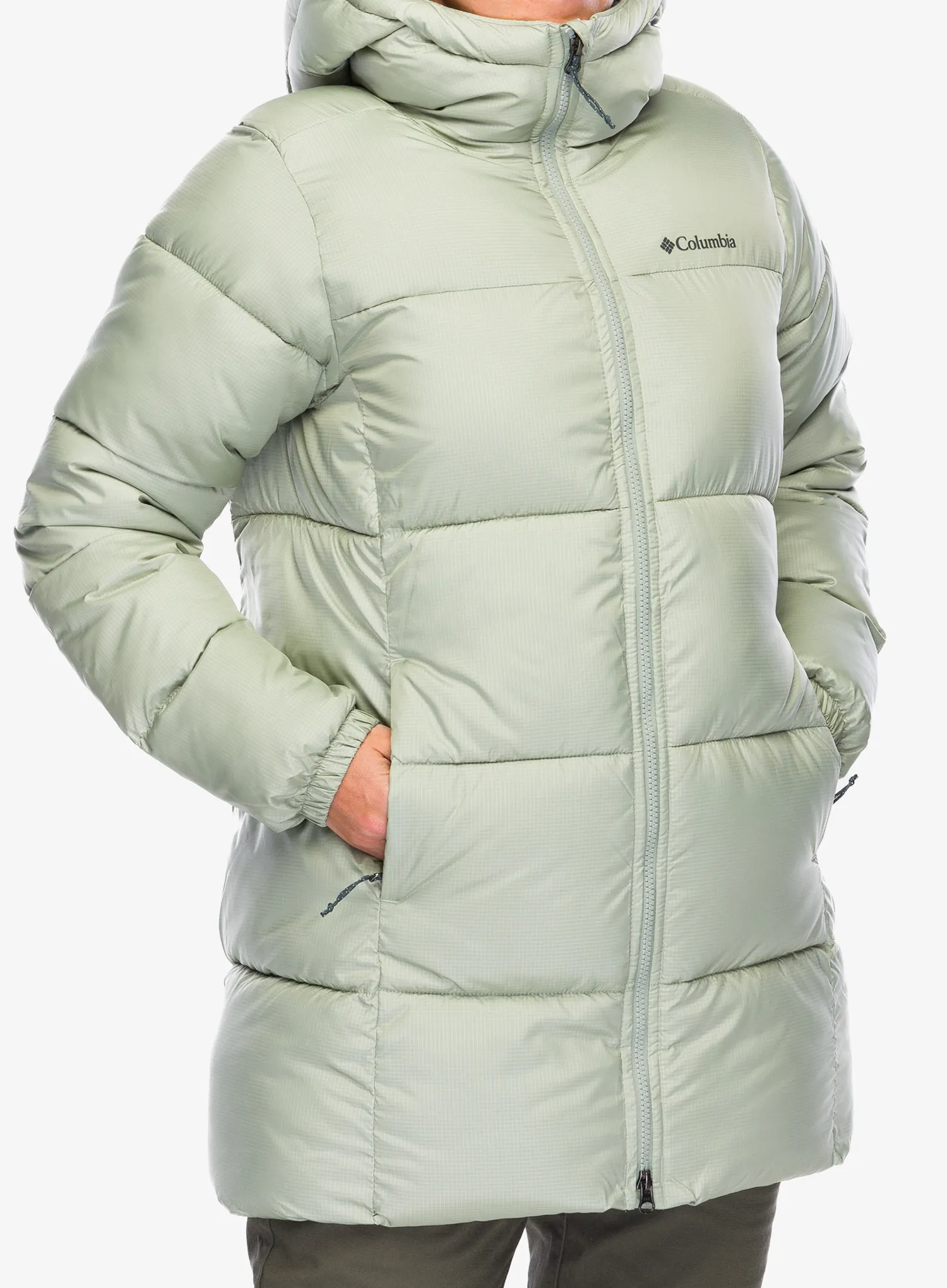 Ženski plašč Columbia Puffect II Mid Hooded Jacket - safari