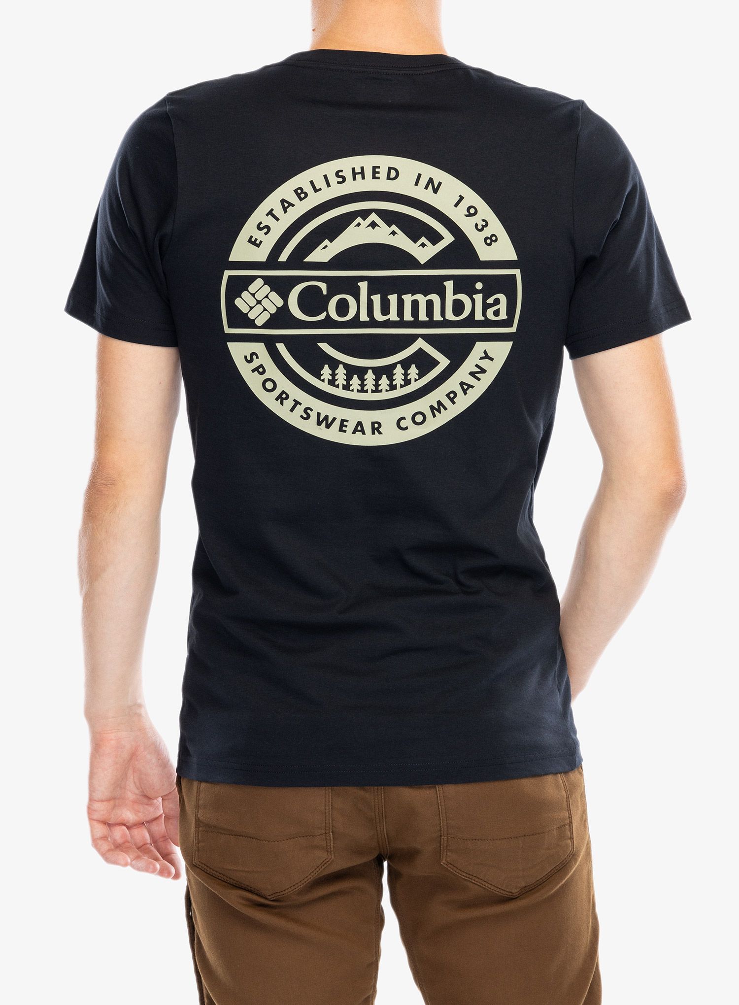 Majica s potiskom Columbia Rapid Ridge Back Graphic Tee II - black/button badge