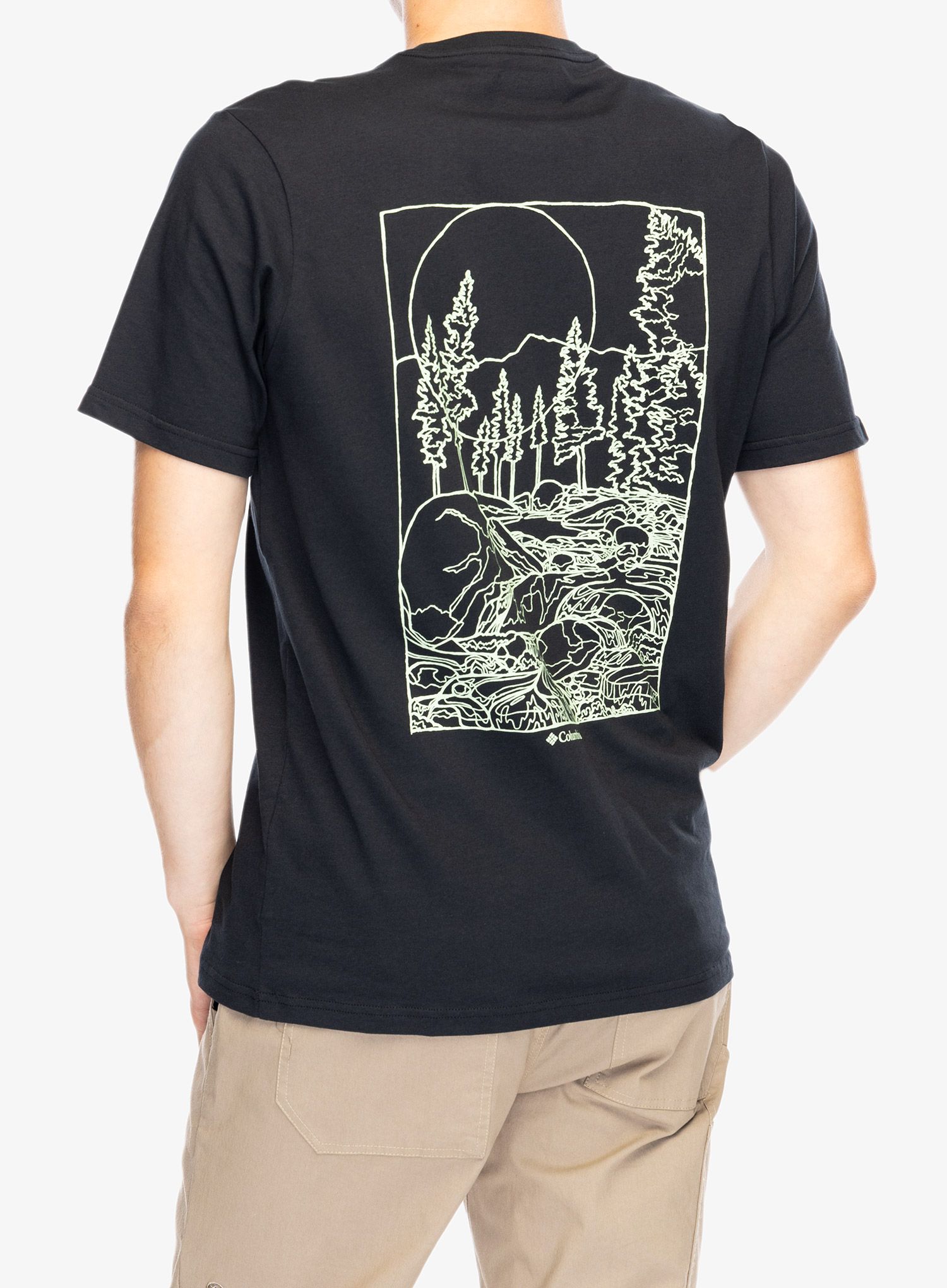 Majica s potiskom Columbia Rockaway River Back Graphic S/S Tee - black/rocky road