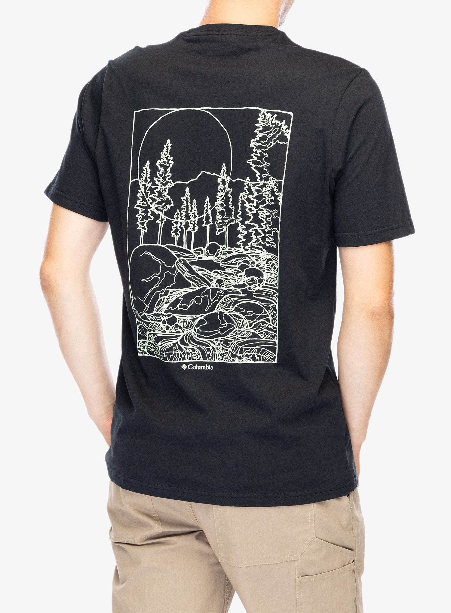 Majica s potiskom Columbia Rockaway River Back Graphic S/S Tee - black/rocky road