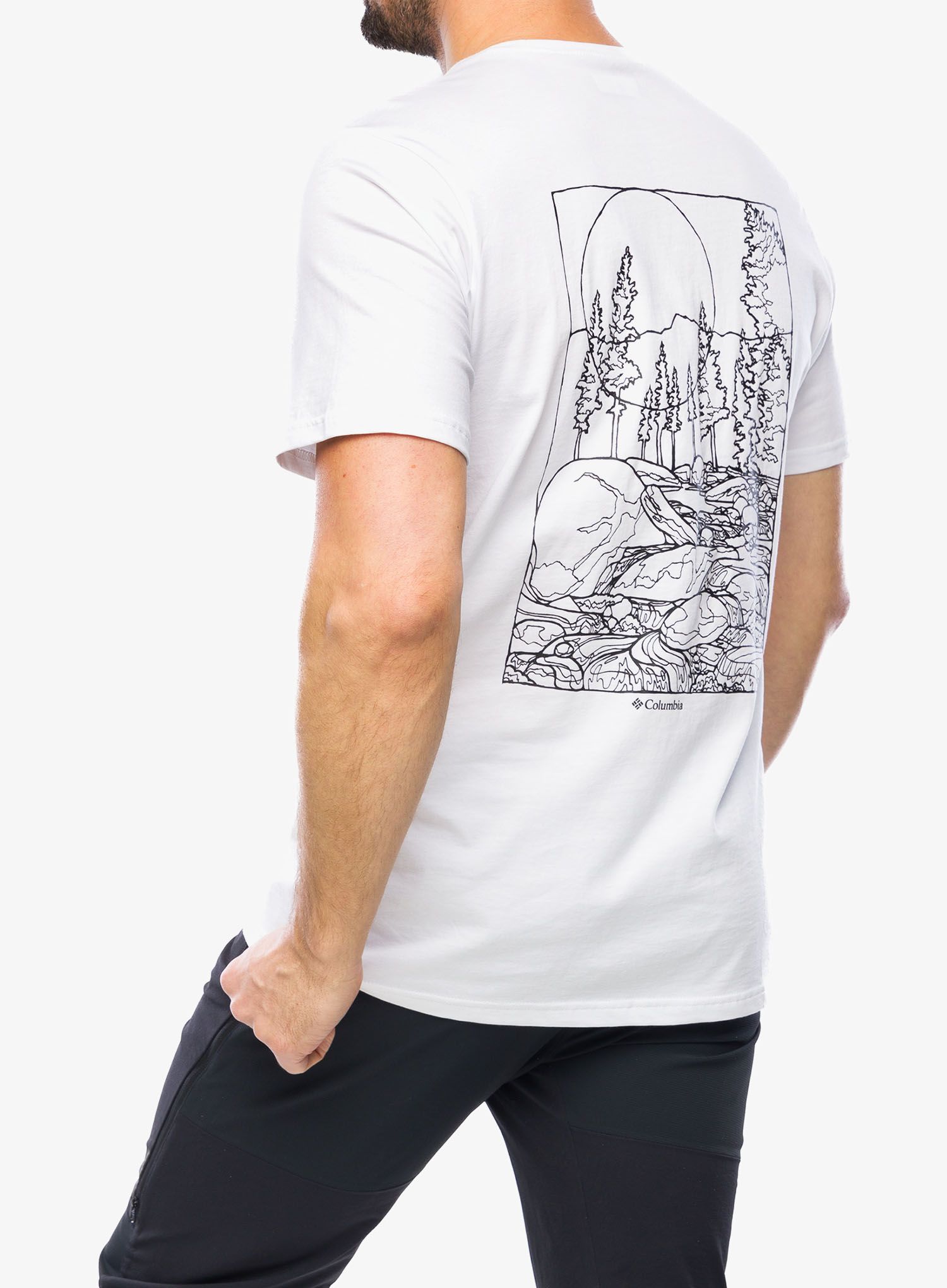 Bombažna majica Columbia Rockaway River Back Graphic S/S Tee - white/rocky road