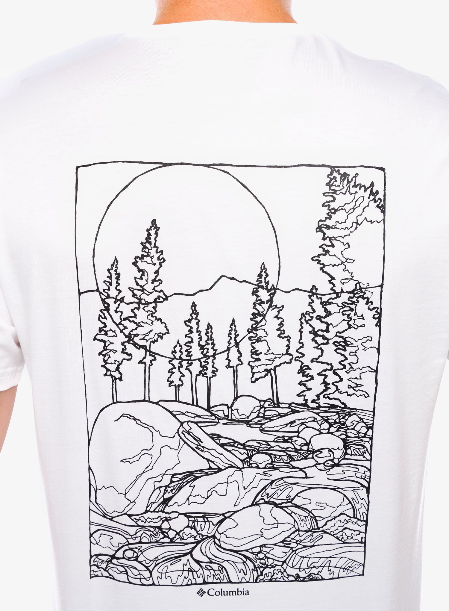 Bombažna majica Columbia Rockaway River Back Graphic S/S Tee - white/rocky road