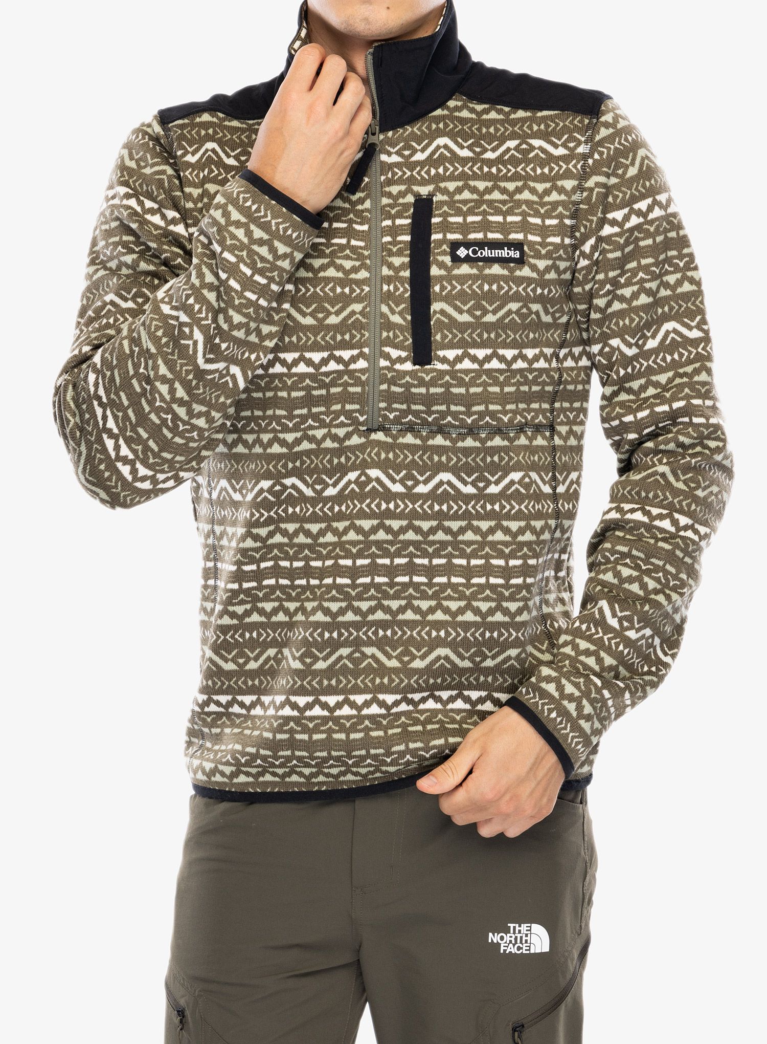 Flis Columbia Sweater Weather Printed Half Zip II - stone green madras multi