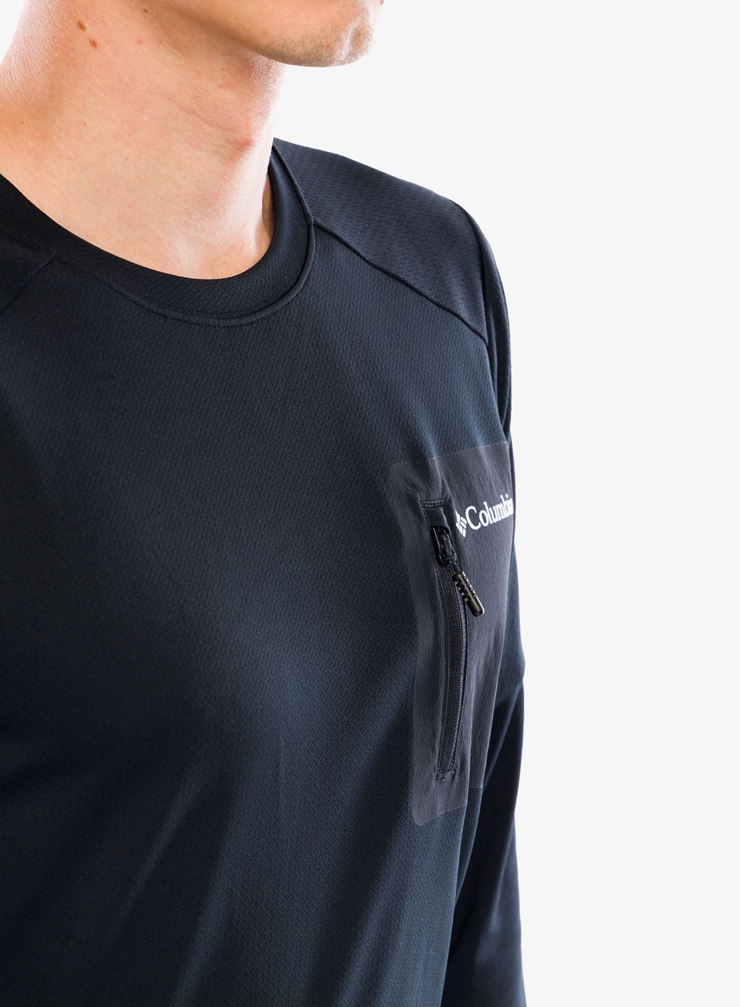 Puloverji brez kapuce Columbia Tech Knit Long Sleeve Crew - black
