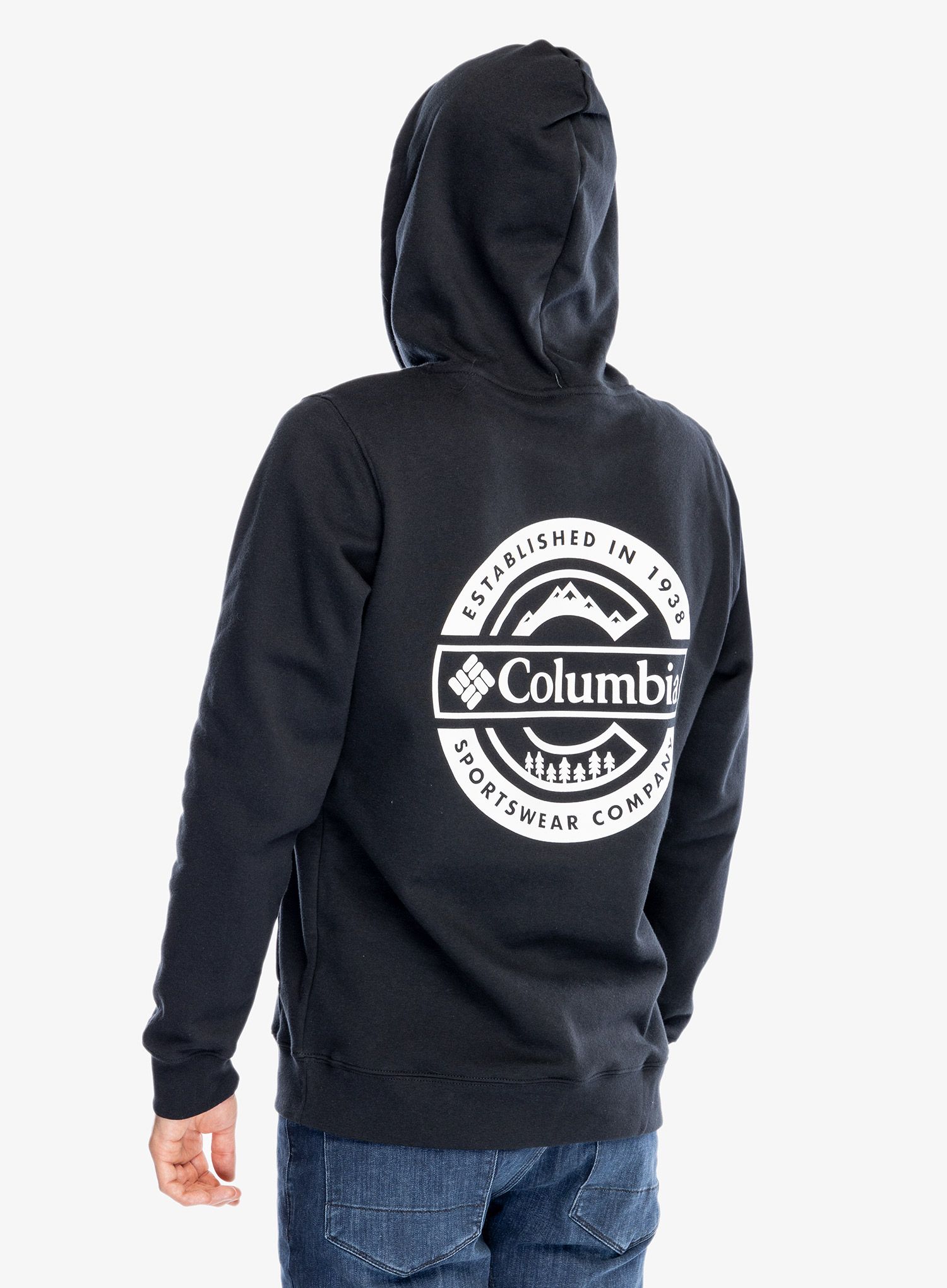 Jopica s kapuco Columbia Trek Graphic Hoodie - black/button badge