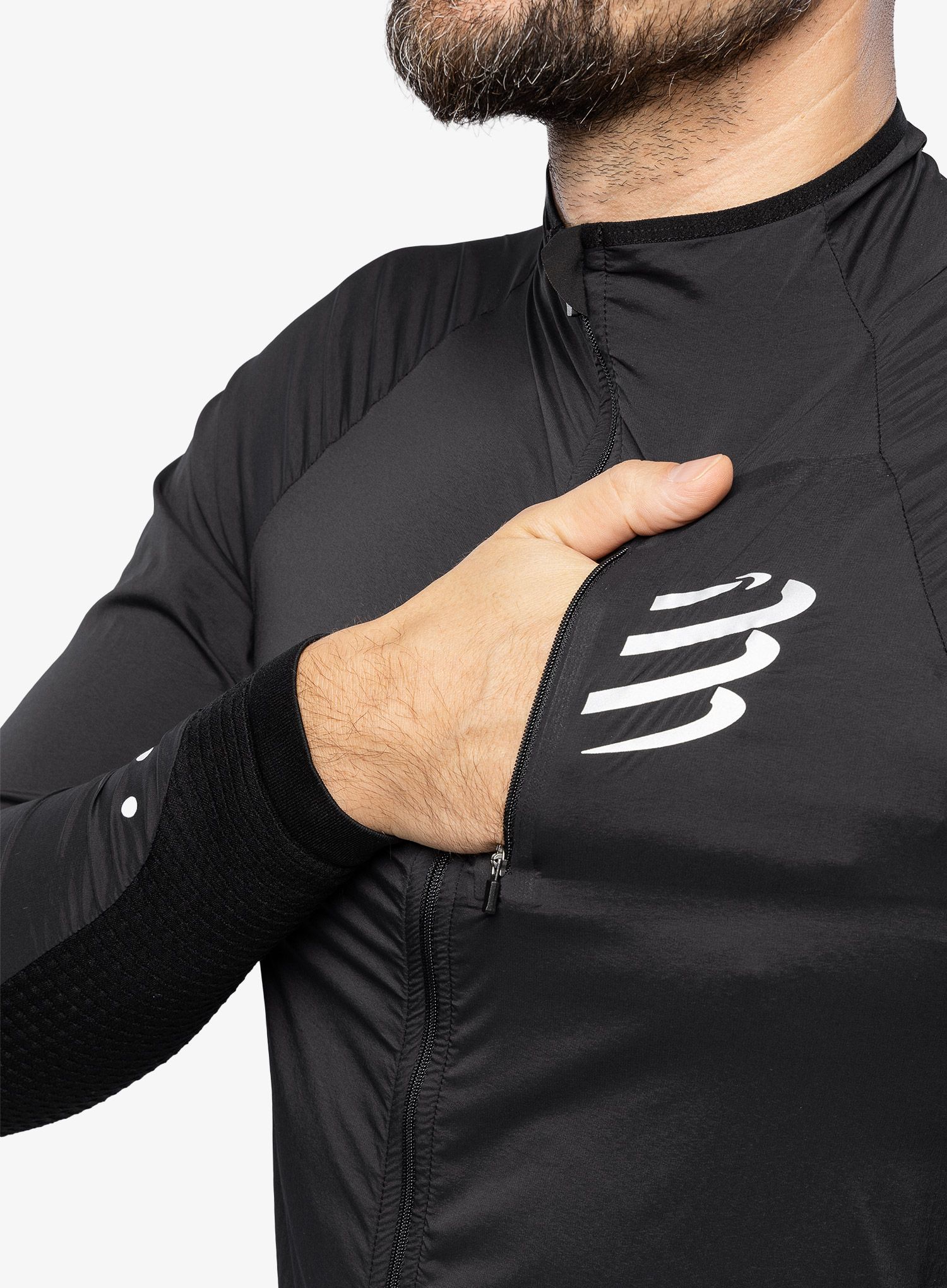 Vetrovka Compressport Hurricane Windproof Jacket - black