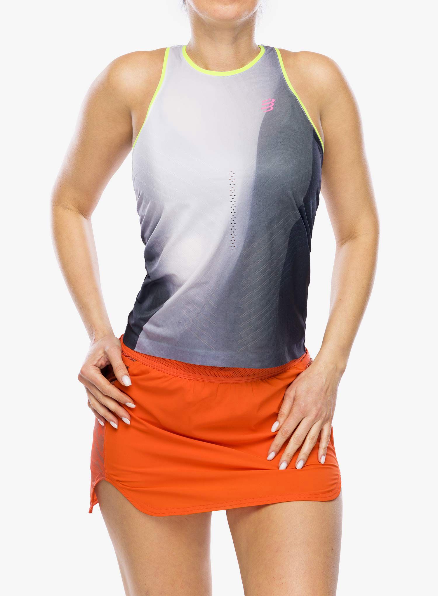 Ženski top Compressport Performance Singlet - black/white