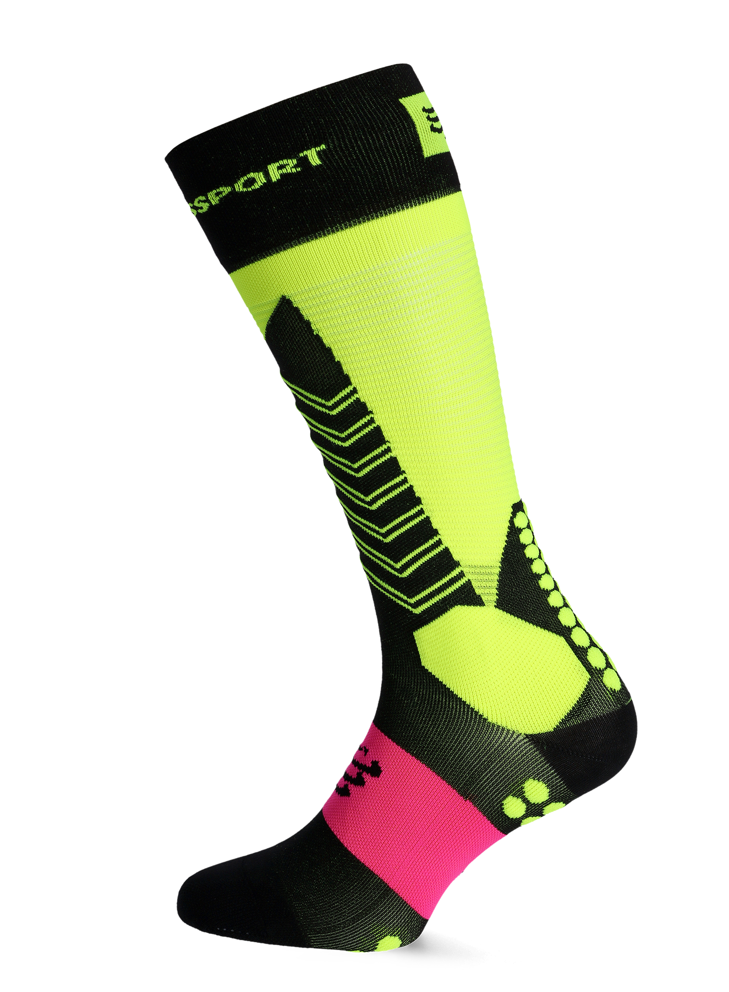 Nogavice Compressport Ski Mountaineering Full Socks - safe yellow/black
