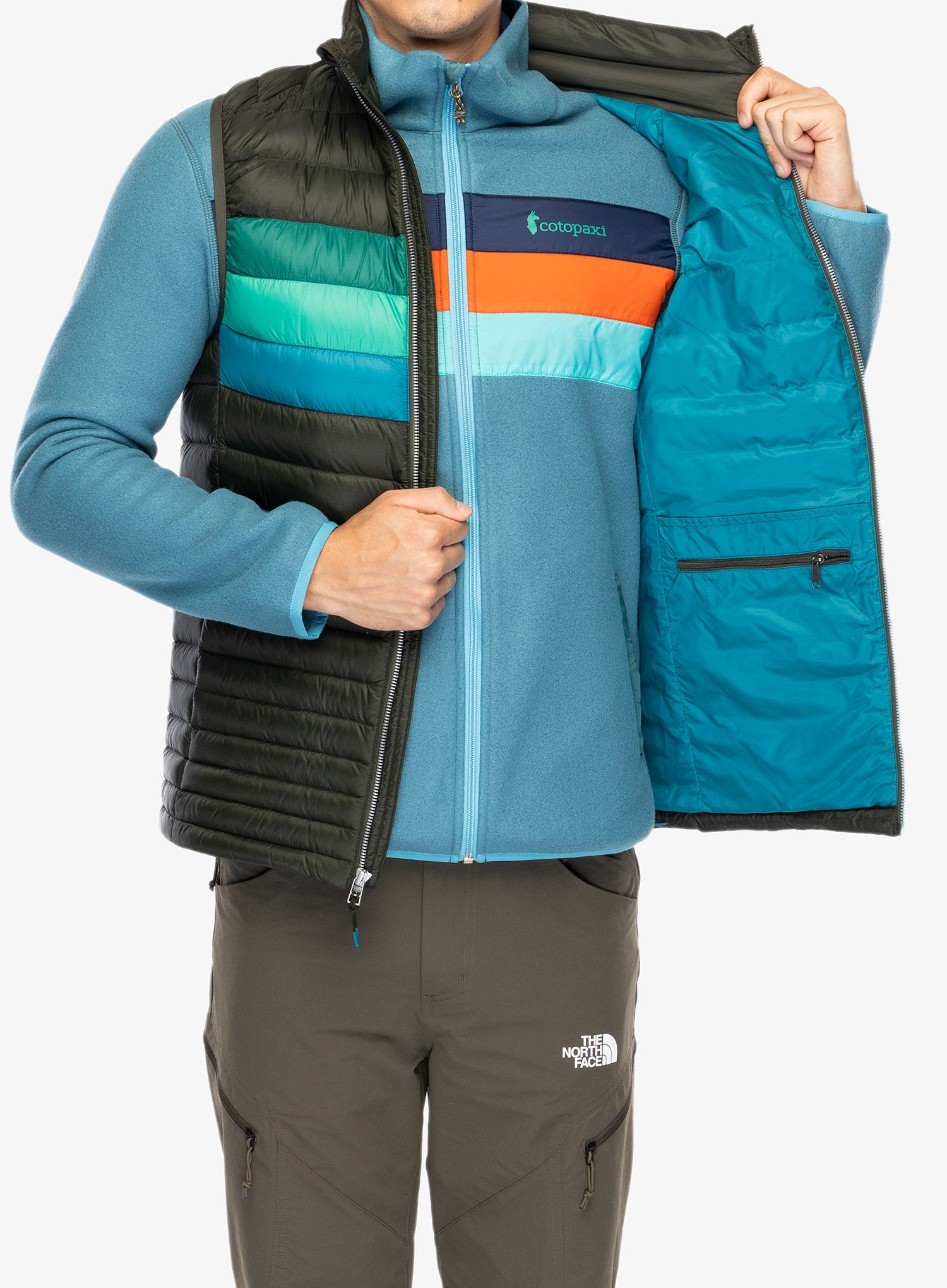 Puhasti brezrokavnik Cotopaxi Fuego Down Vest - woods stripes