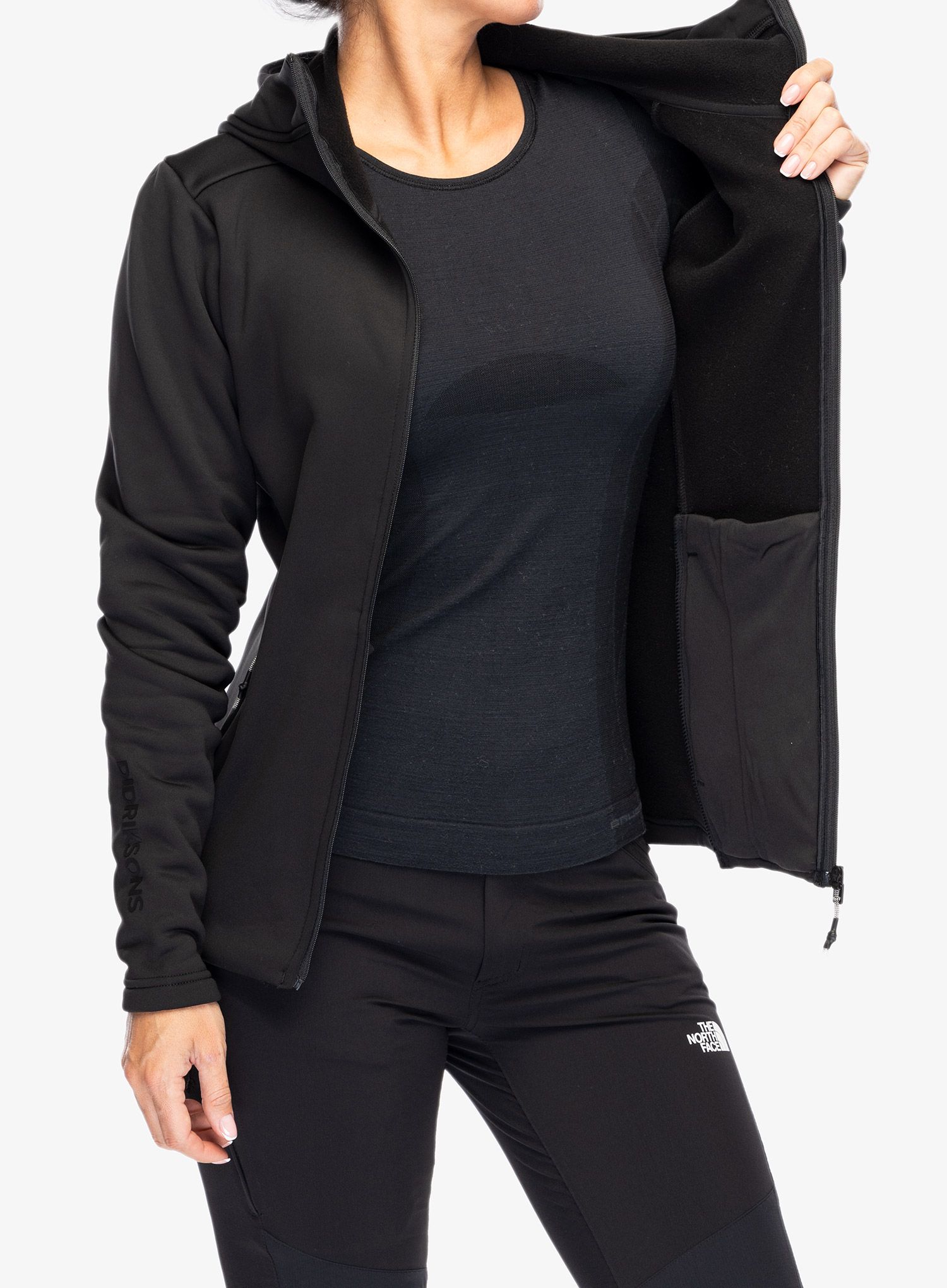 Ženska jopa s kapuco Didriksons Anneli Full Zip 2 - black