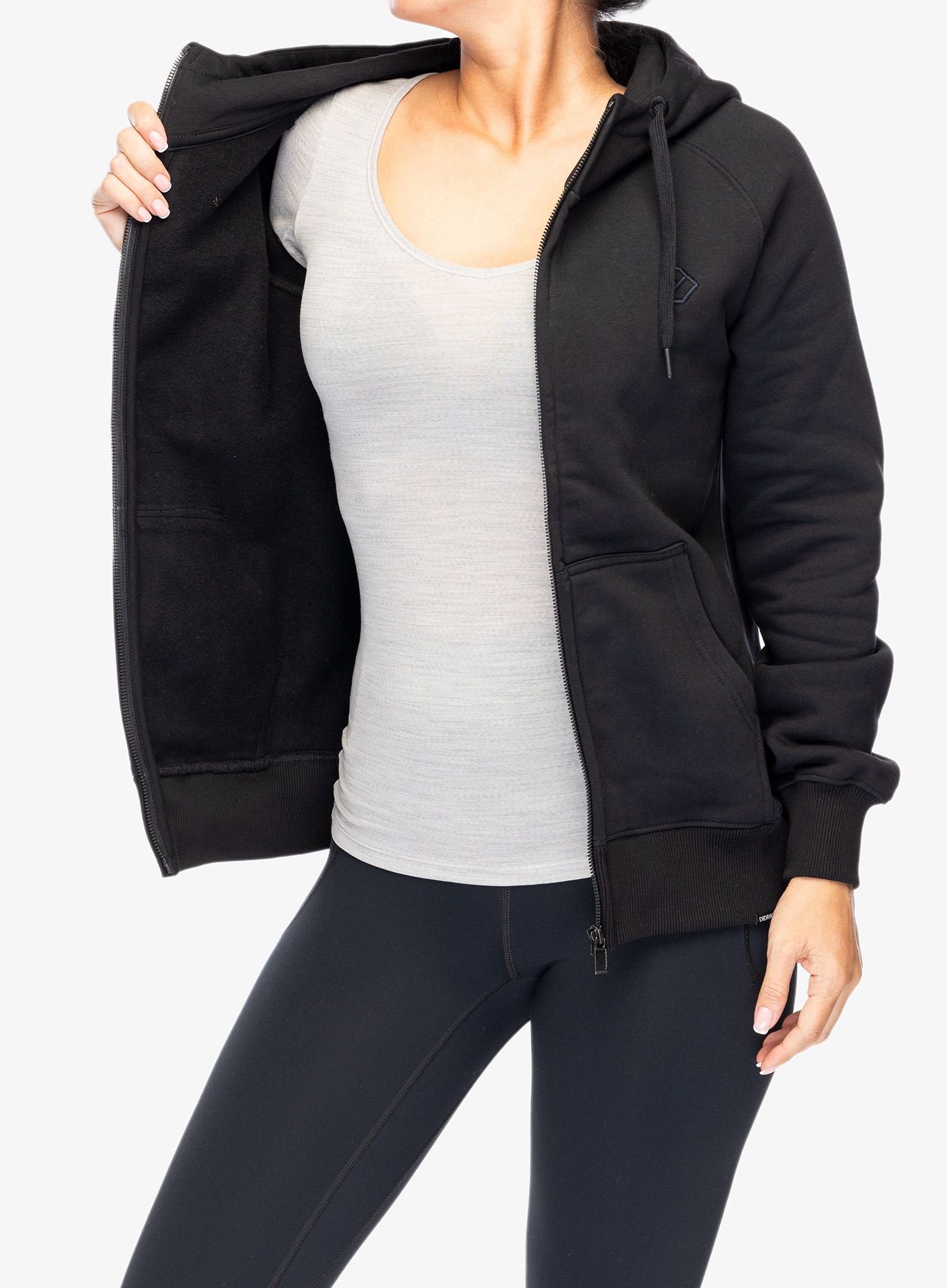 Ženska jopa s kapuco Didriksons Ven Full Zip - black