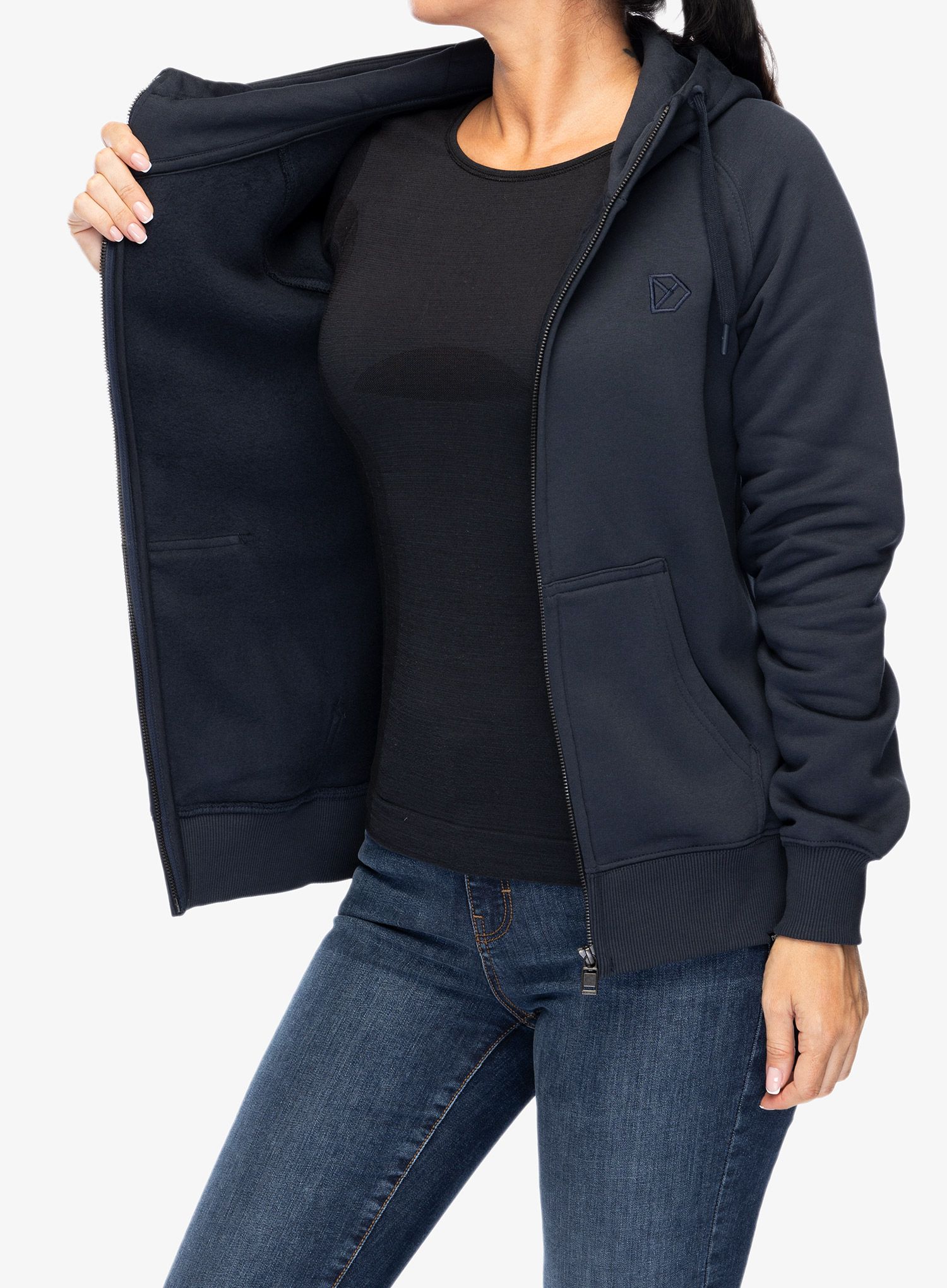 Ženska jopica z zadrgo Didriksons Ven Full Zip - navy