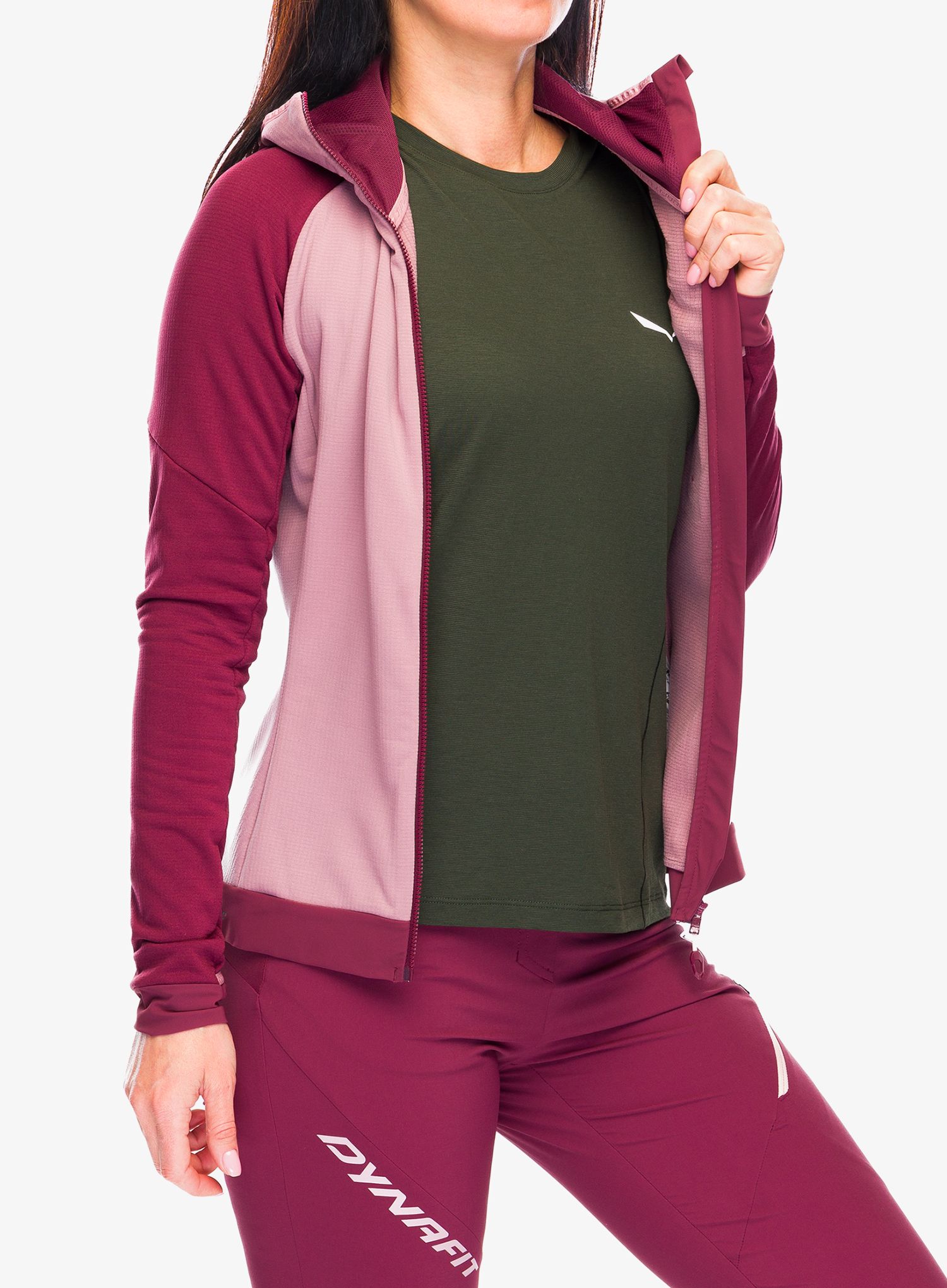 Ženska jopica z zadrgo Dynafit Radical Polartec Hooded Jacket - burgundy/burgundy