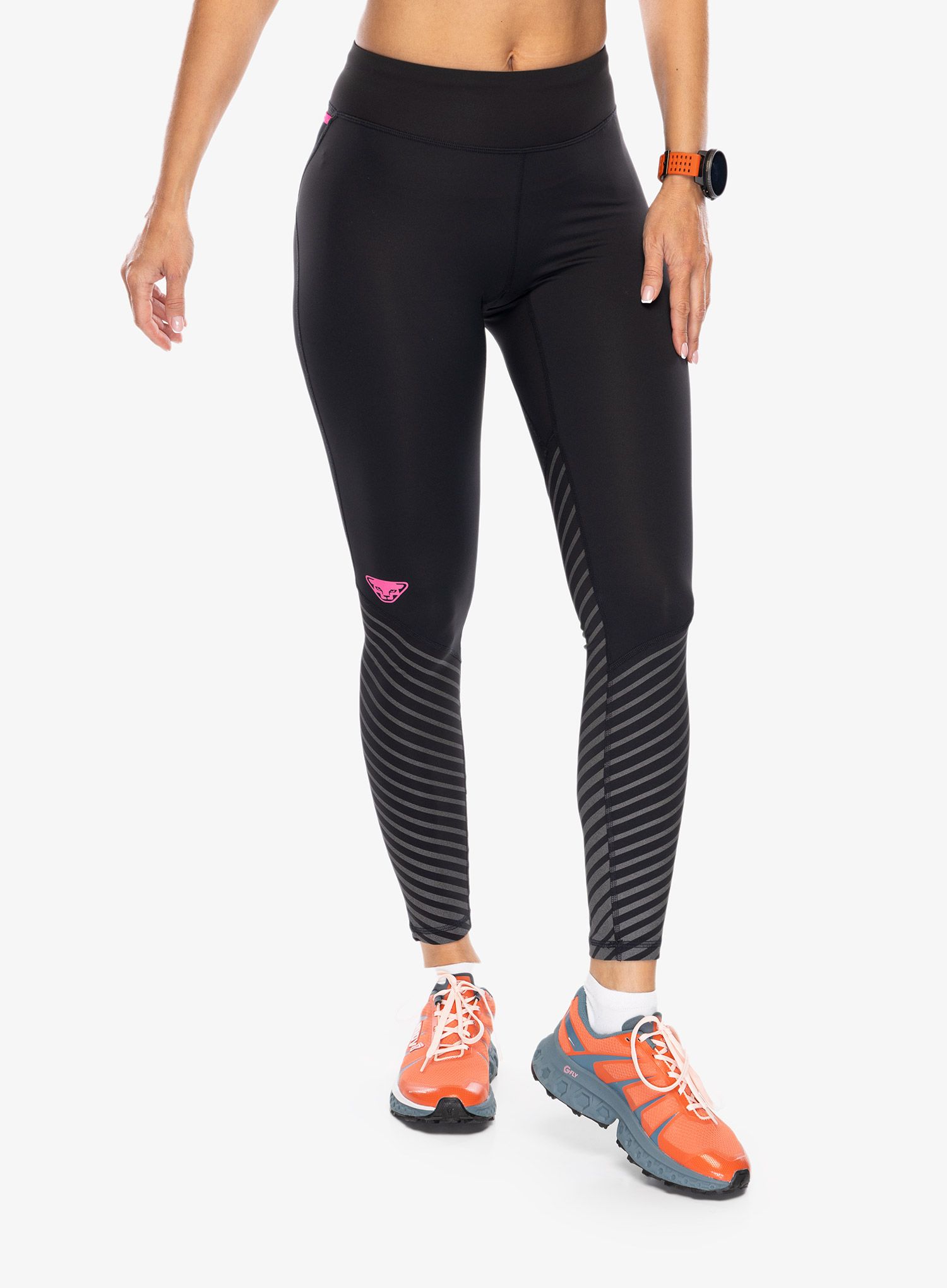 Ženske tekaške pajkice Dynafit Reflective Tights - black out/pink glo
