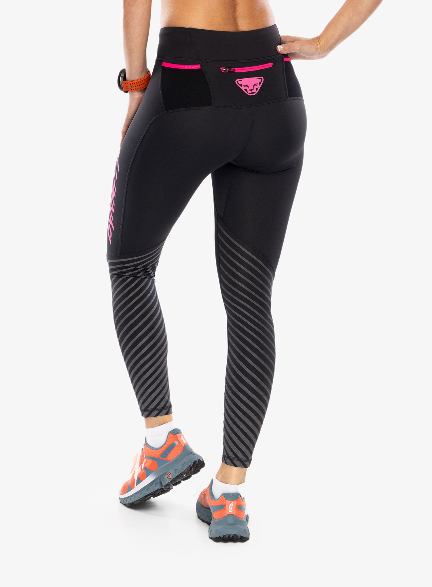 Ženske tekaške pajkice Dynafit Reflective Tights - black out/pink glo