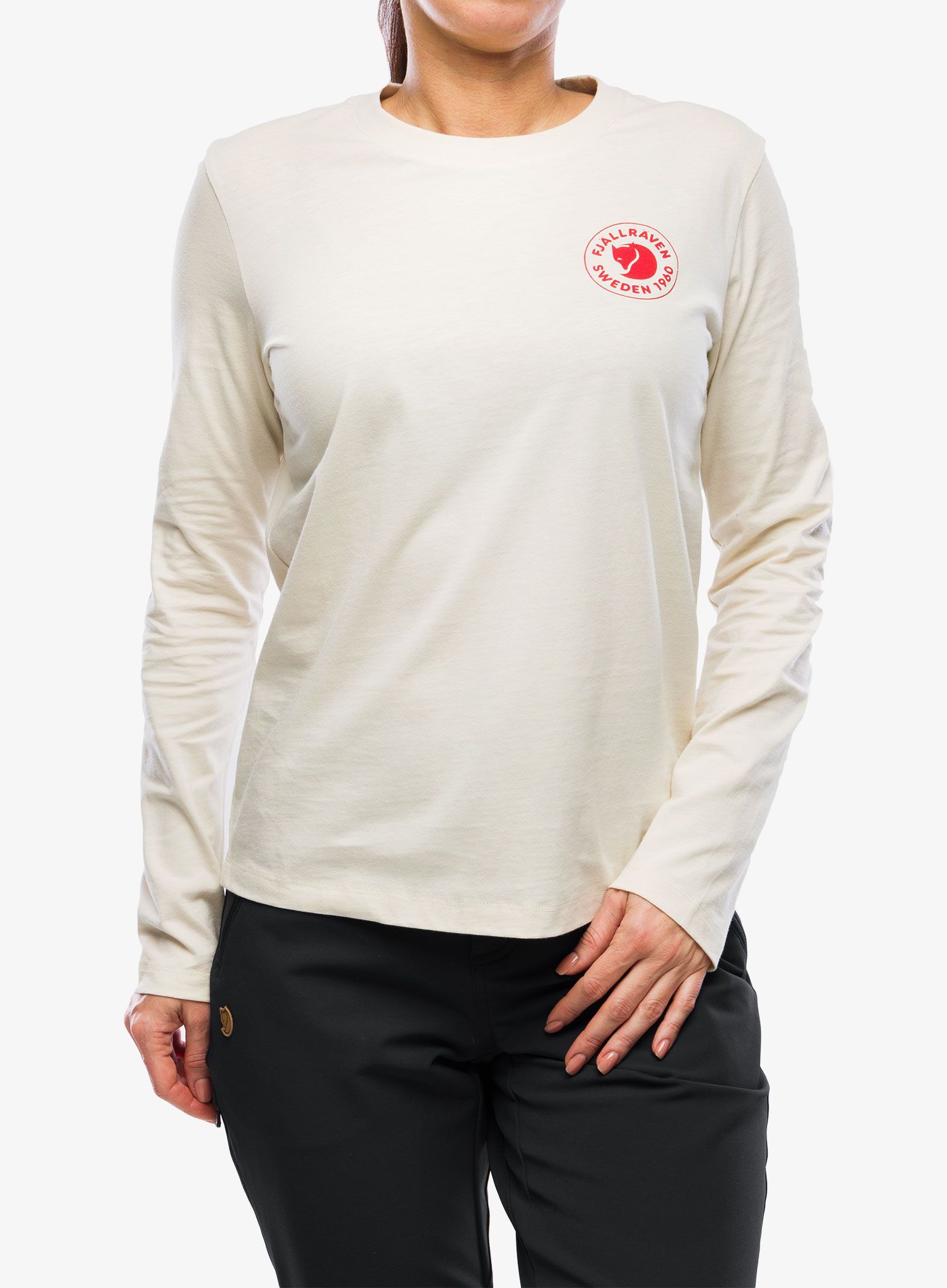 Ženska majica z dolgimi rokavi Fjallraven 1960 Logo T-shirt L/S W - chalk white