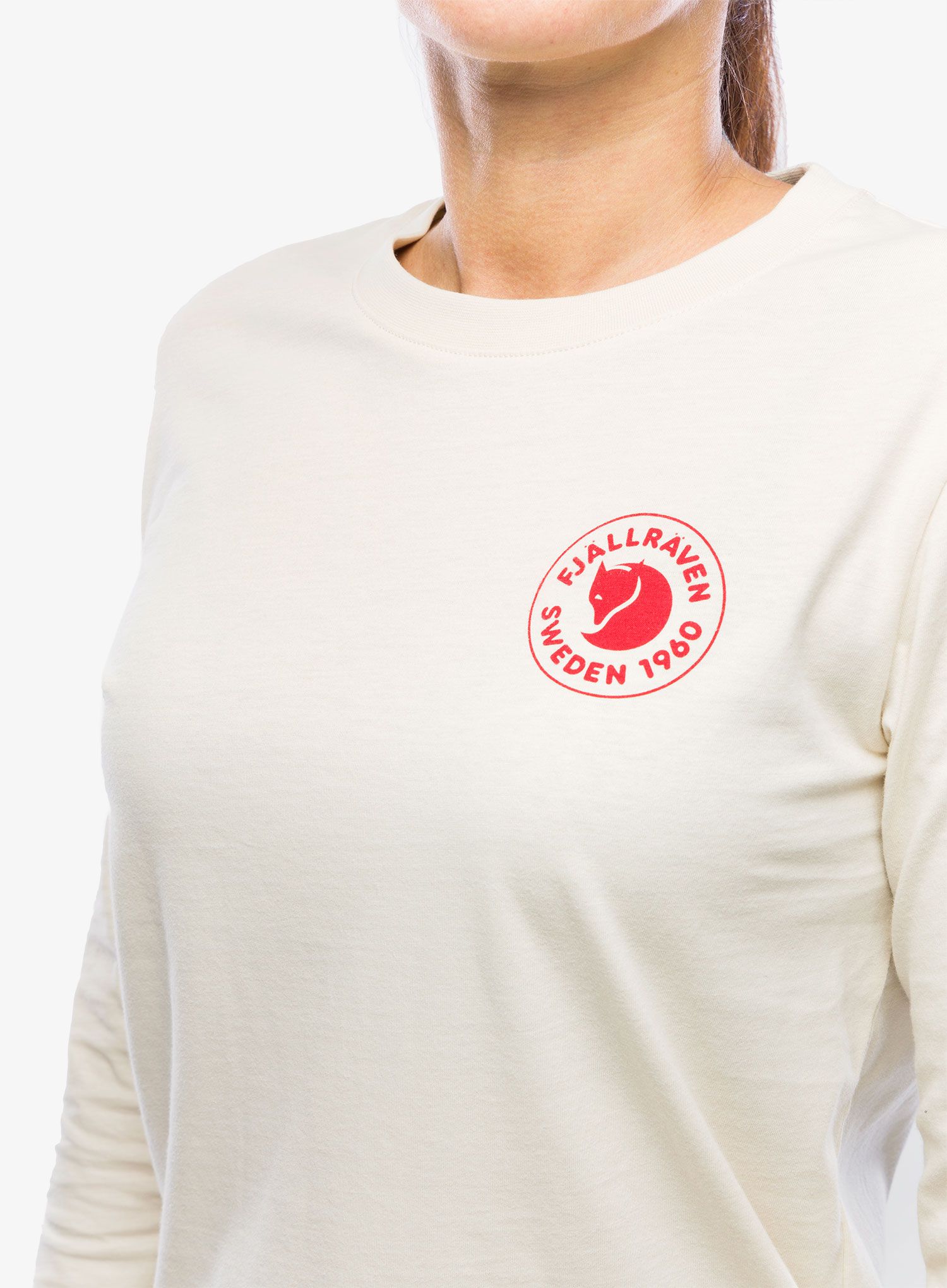 Ženska majica z dolgimi rokavi Fjallraven 1960 Logo T-shirt L/S W - chalk white