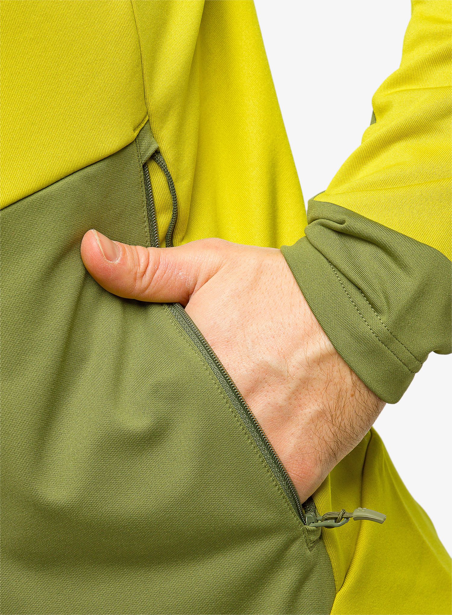 Moški flis Haglofs Astral Hood - aurora/olive green