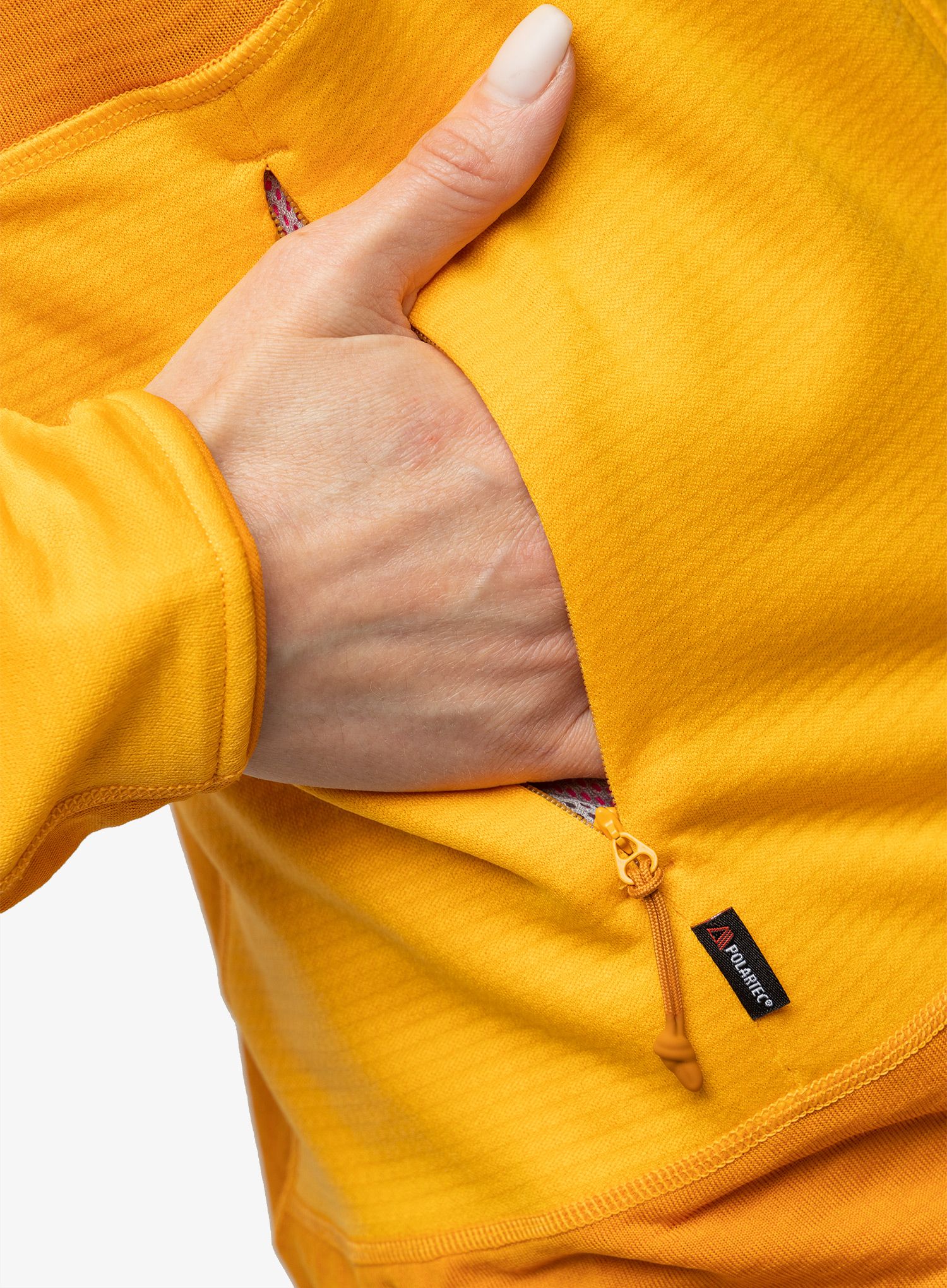 Ženska jopica z zadrgo Haglofs L.I.M Mid Fast Hood - sunny yellow/desert yellow