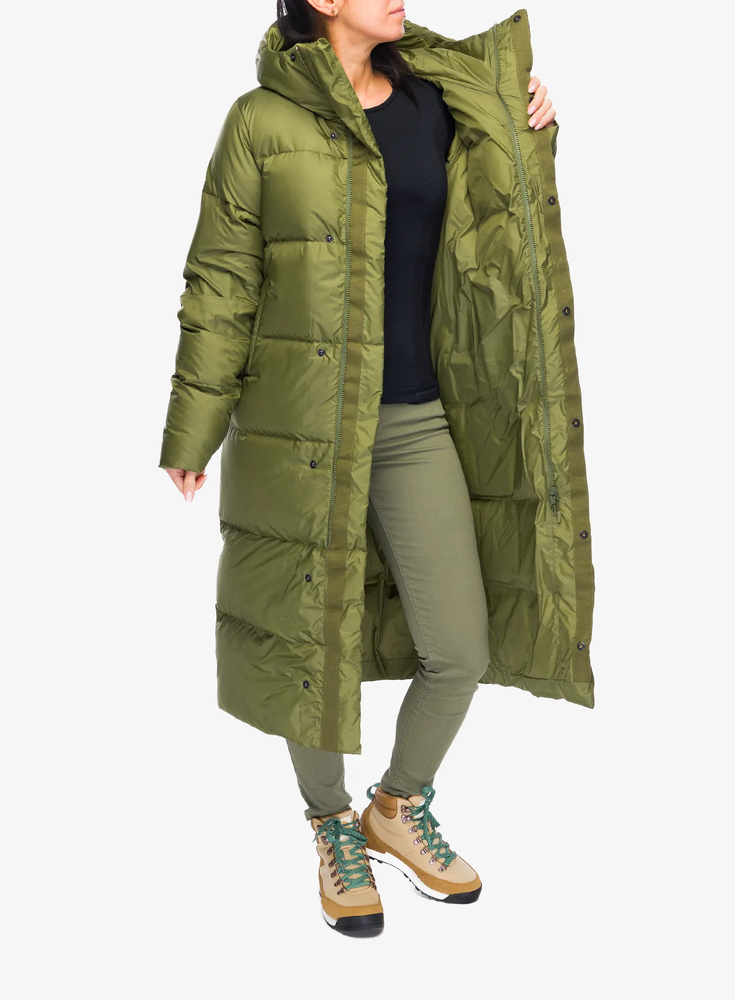 Puhast plašč Haglofs Long Down Parka - olive green