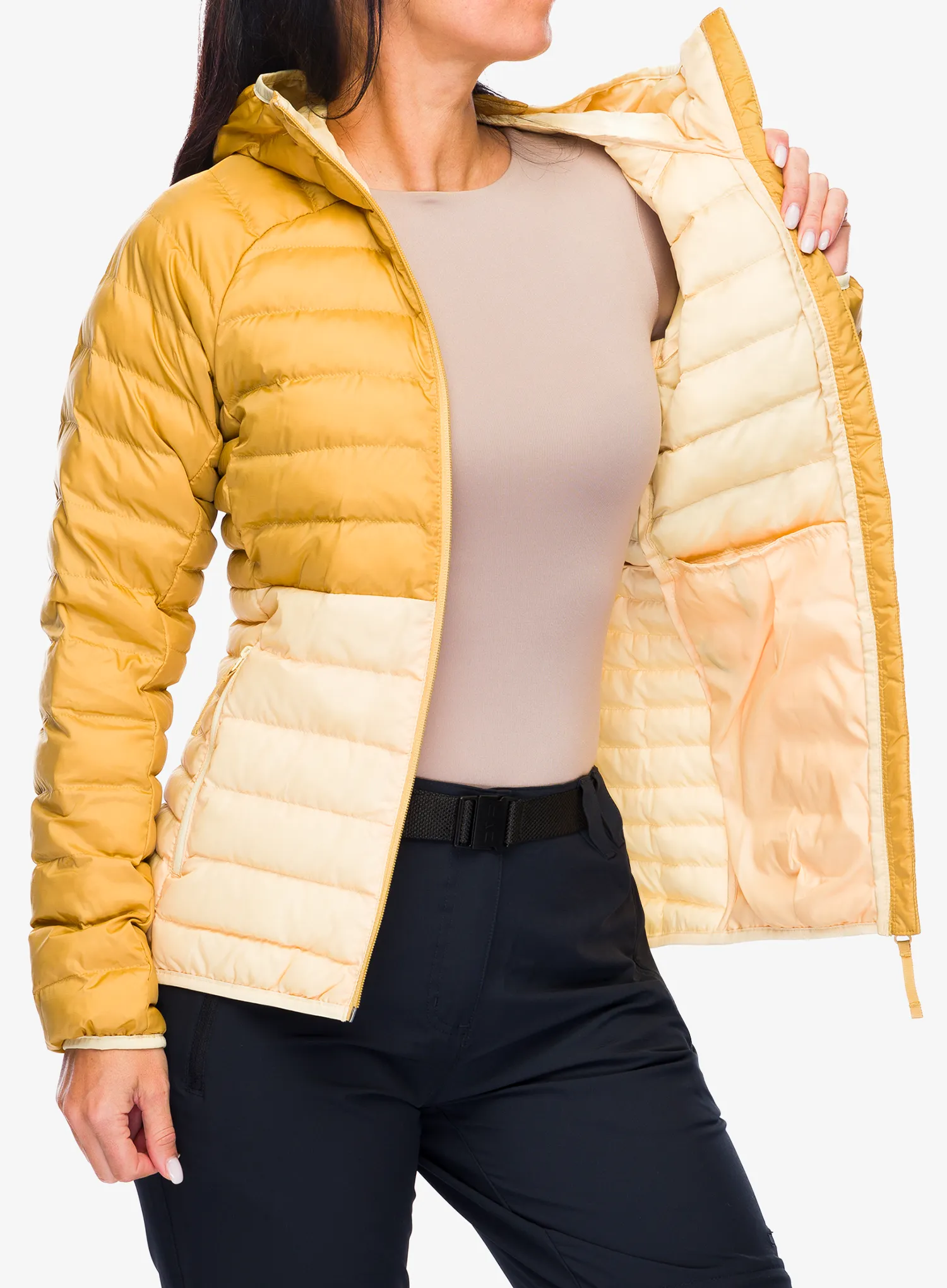 Ženska sintetična jakna Helly Hansen Banff Hooded Insulator - yellow cream/sand
