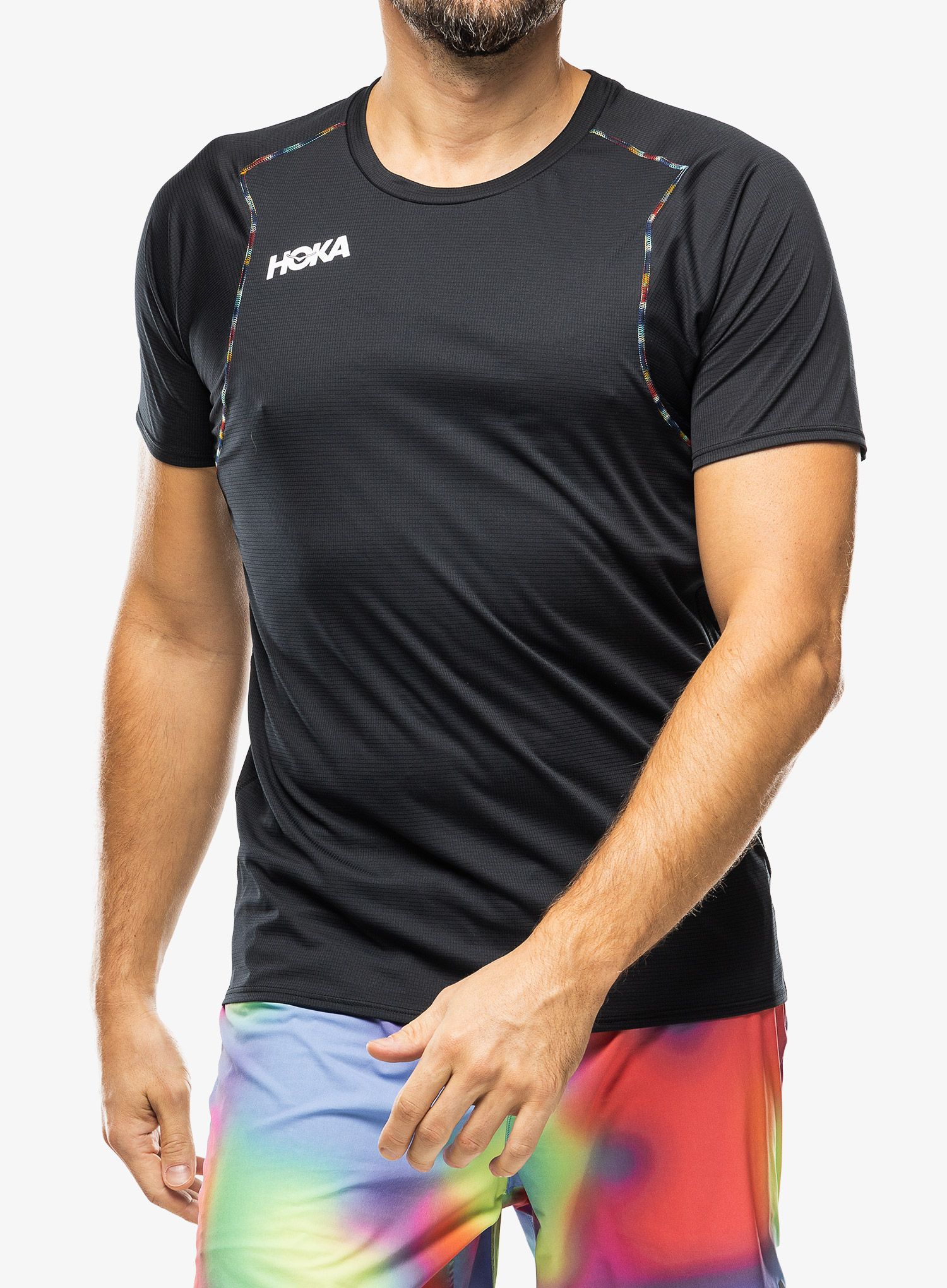 Majica za tek Hoka Glide Short Sleeve - black/multi