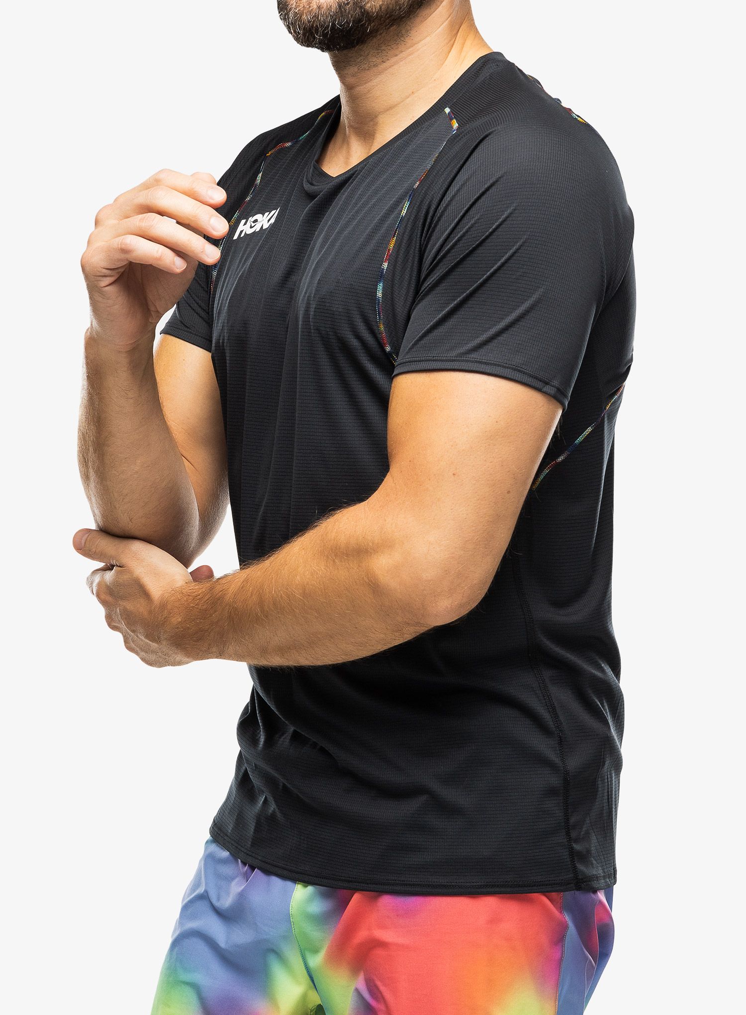 Majica za tek Hoka Glide Short Sleeve - black/multi