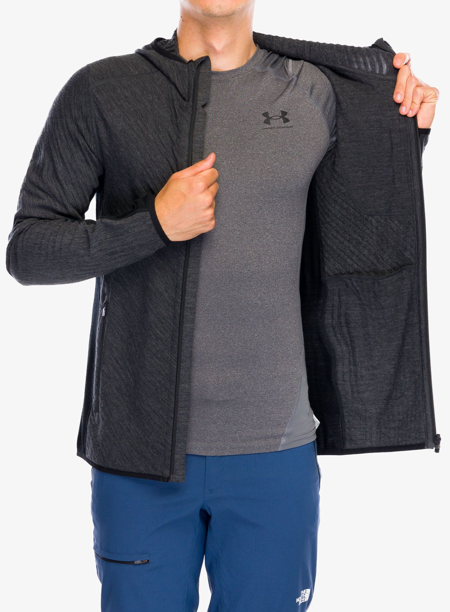 Jopica s kapuco Icebreaker Descender LS Zip Hood - jet hthr/black