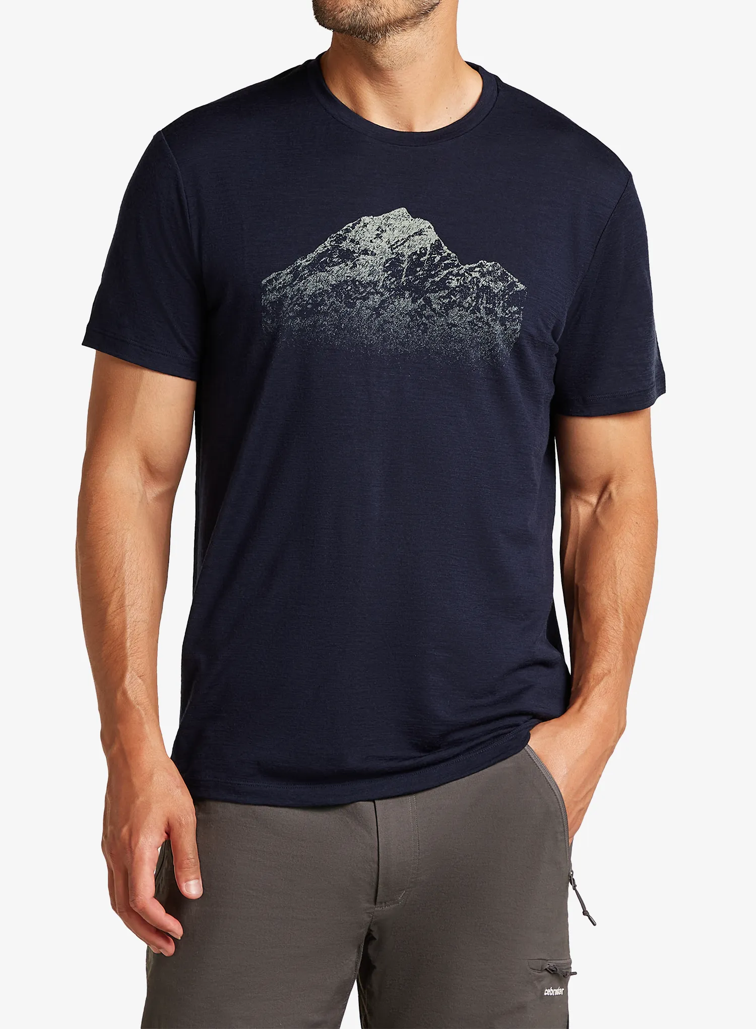 Majica s potiskom Icebreaker Merino 150 Tech Lite SS T Rising Light - midnight navy
