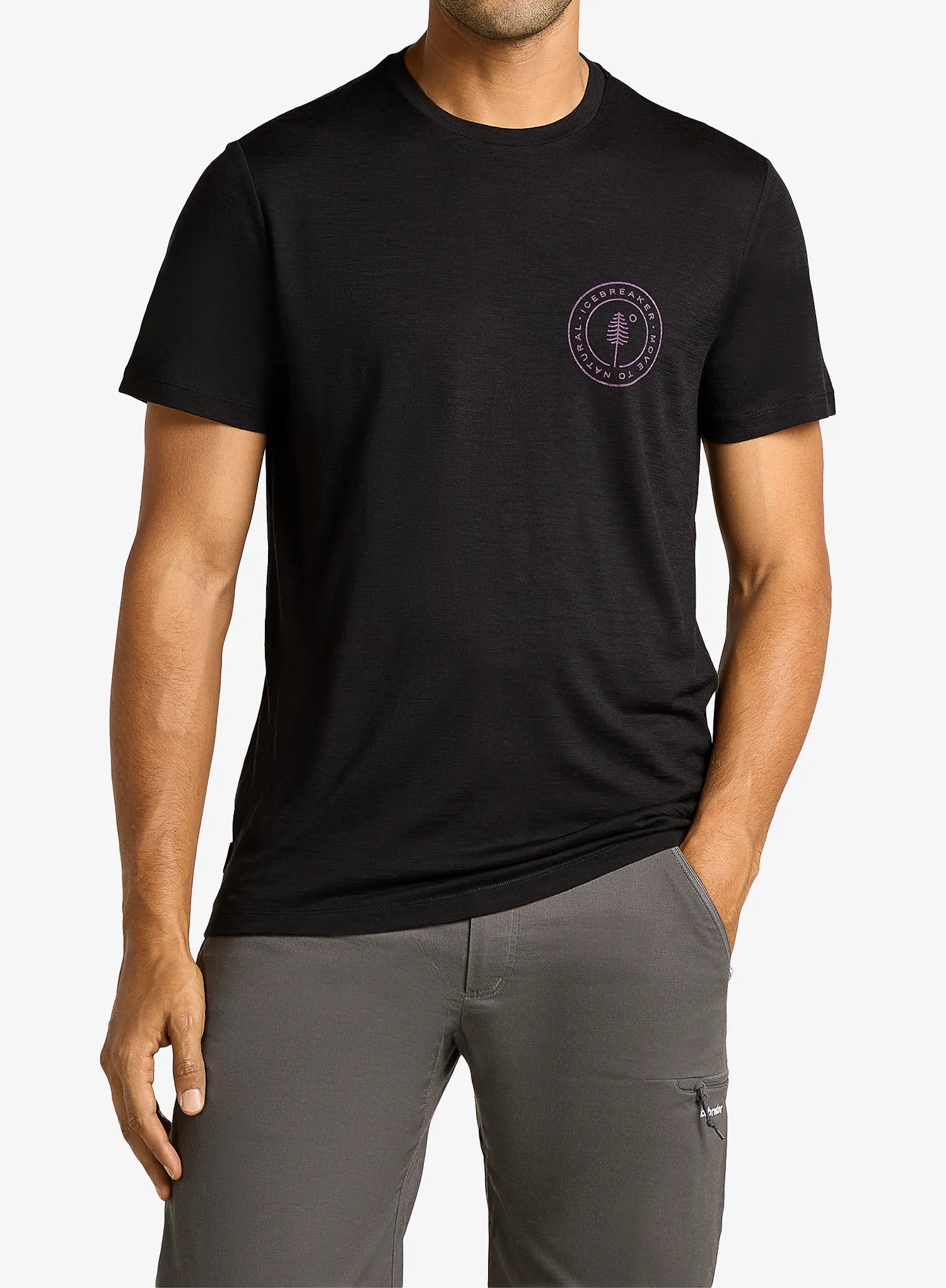 Majica s potiskom Icebreaker Merino 150 Tech Lite SS Tee Hike Naturally - black