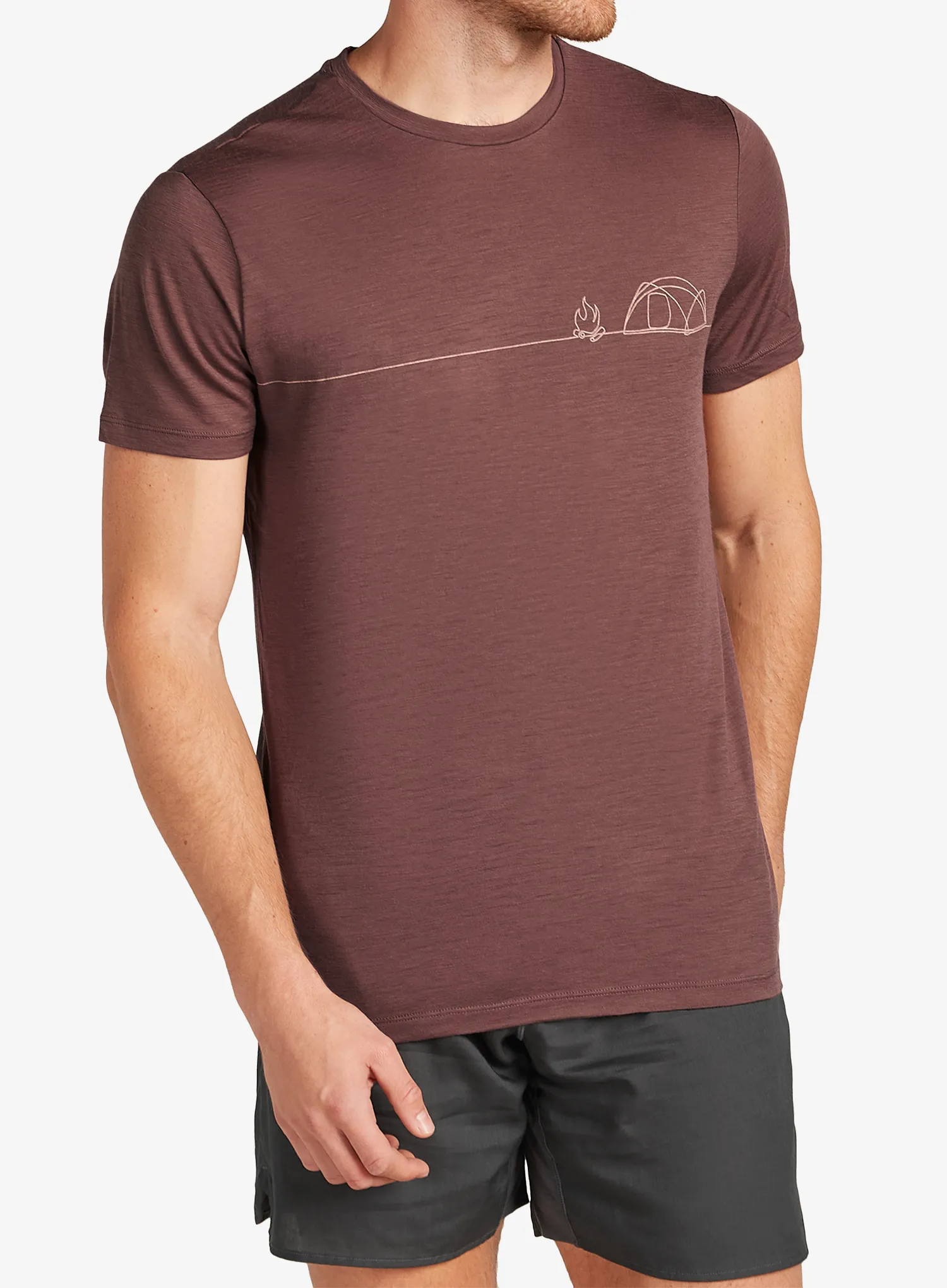 Merino majica Icebreaker Merino 150 Tech Lite SS Tee Single Line Camp - carob