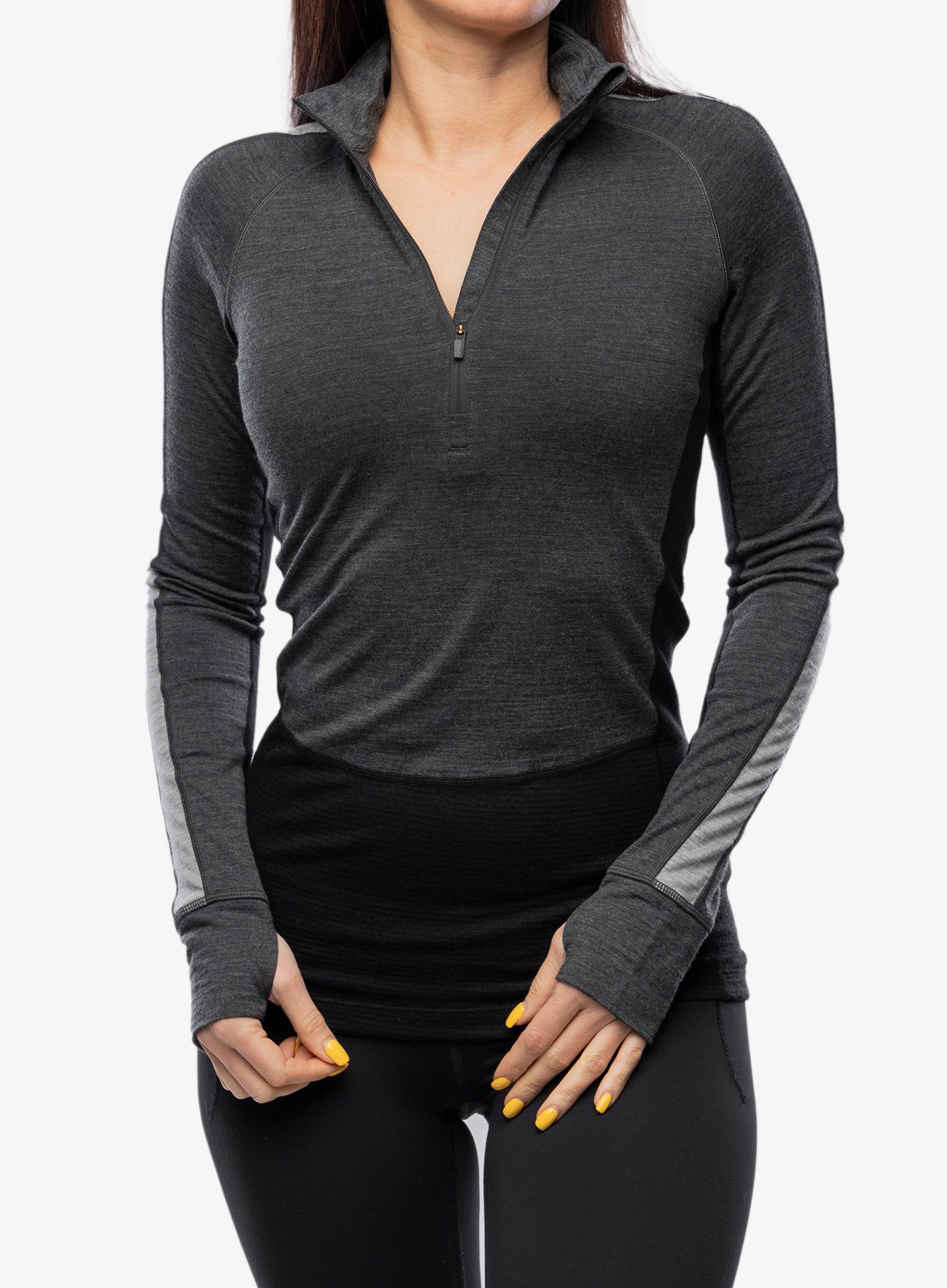 Ženska jopica Icebreaker Merino 200 ZoneKnit LS Half Zip - jet hthr/blk/metro