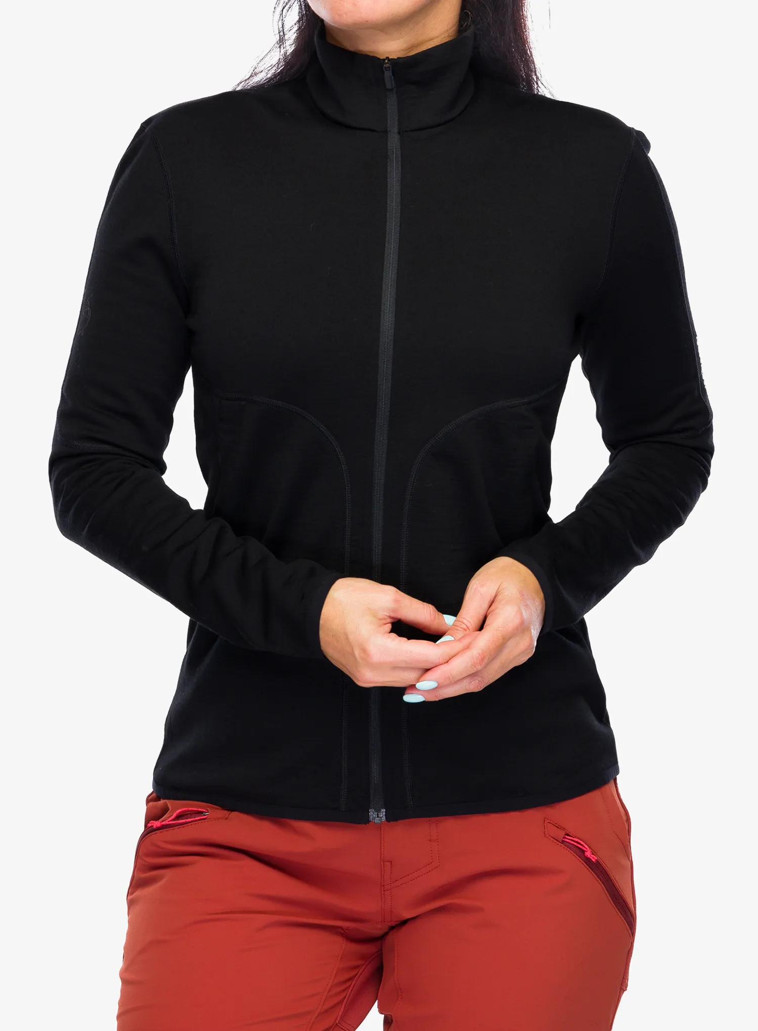 Ženska jopica z zadrgo Icebreaker Merino 560 Realfleece Elemental II LS Zip - black