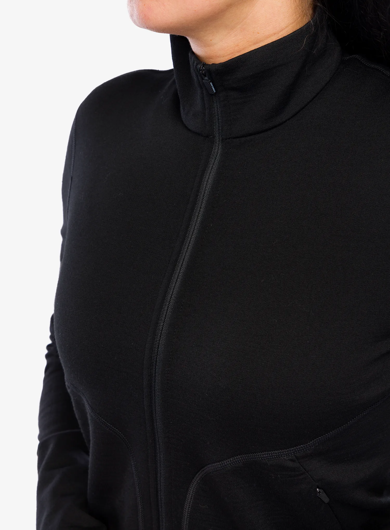 Ženska jopica z zadrgo Icebreaker Merino 560 Realfleece Elemental II LS Zip - black