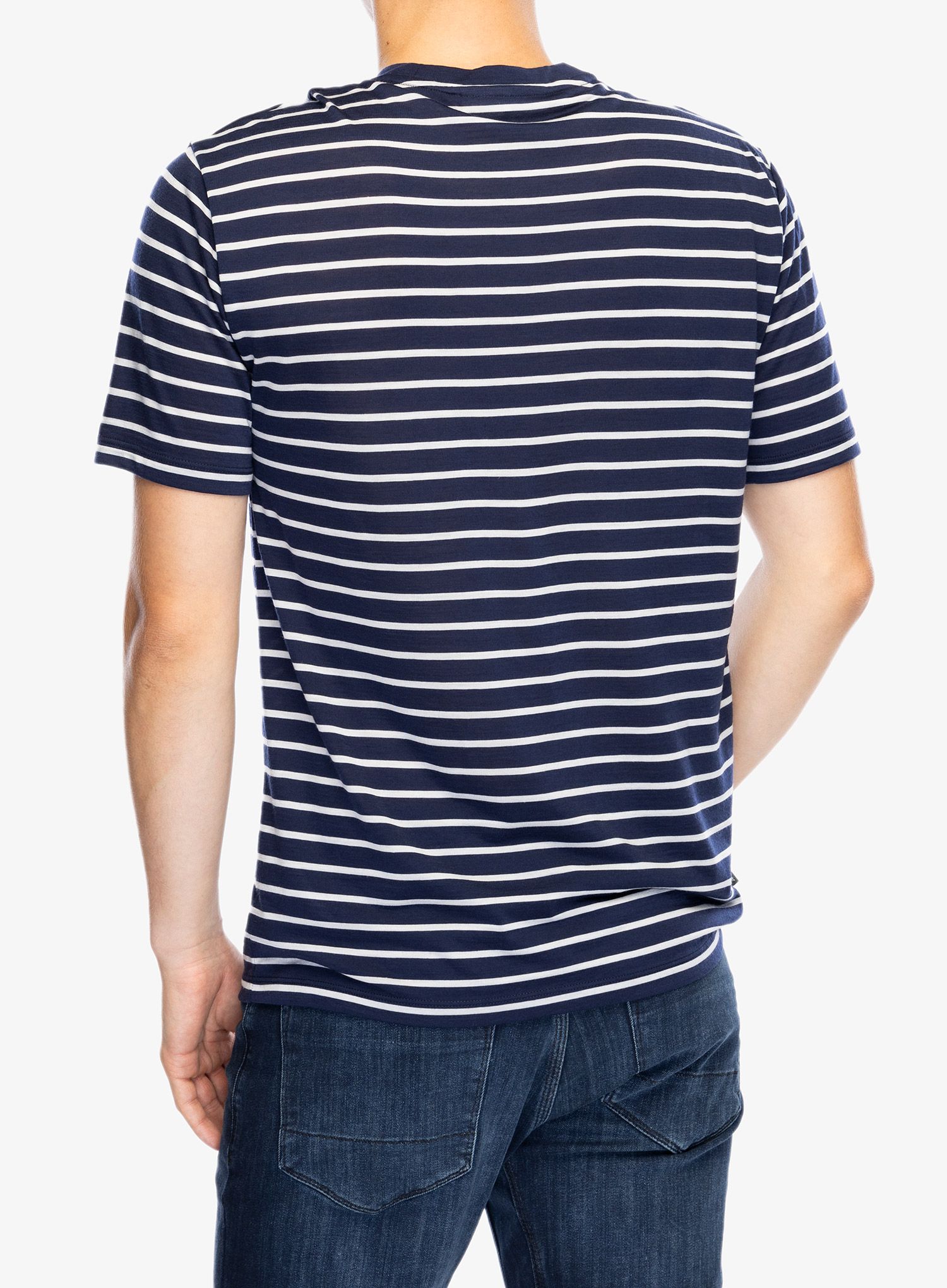 Merino majica Icebreaker Merino Drayden SS Tee Stripe - midnight navy/snow/s