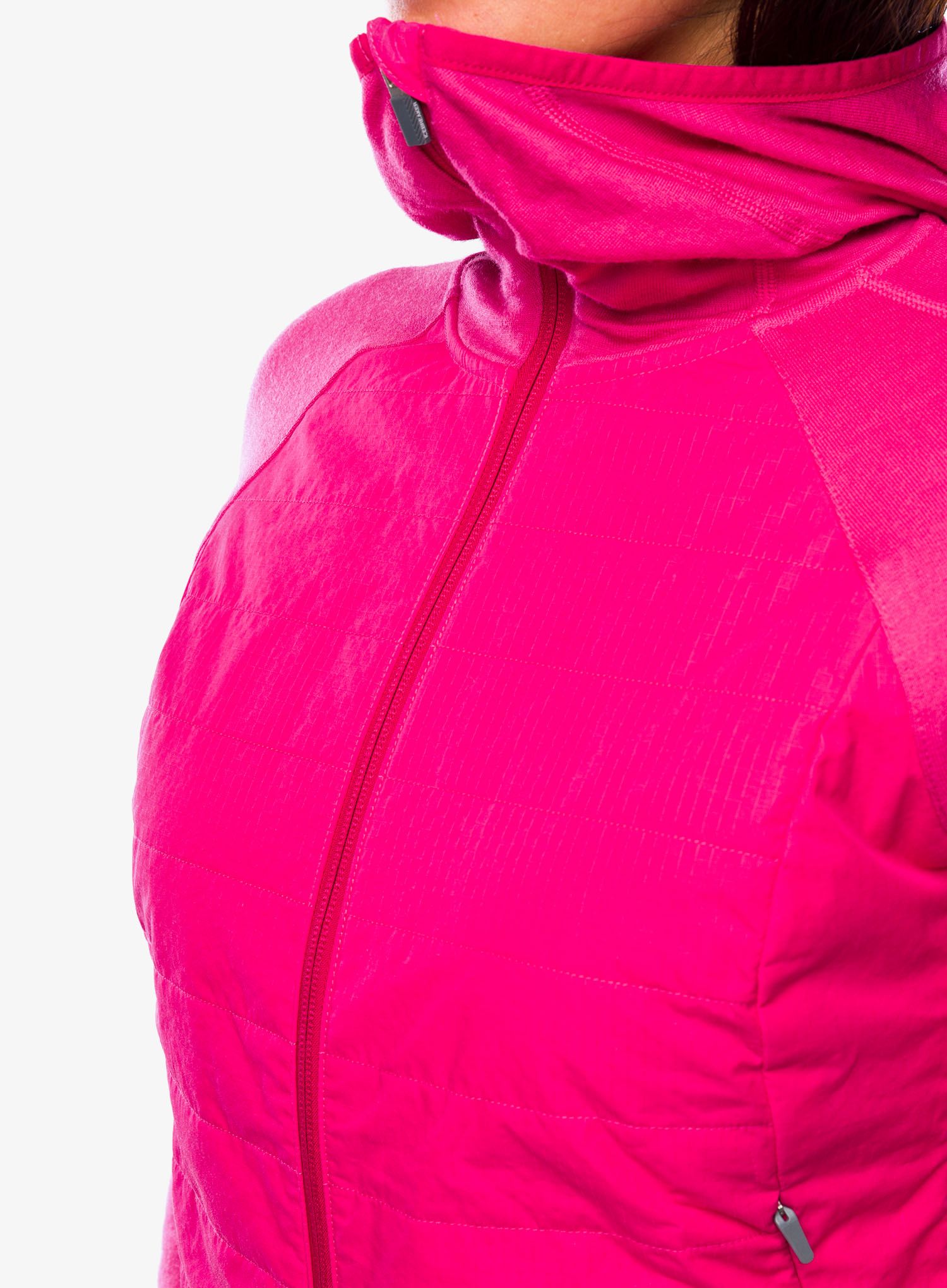 Ženska hibridna jakna Icebreaker Merino Quantum Hybrid LS Zip Hoodie - pink/tempo