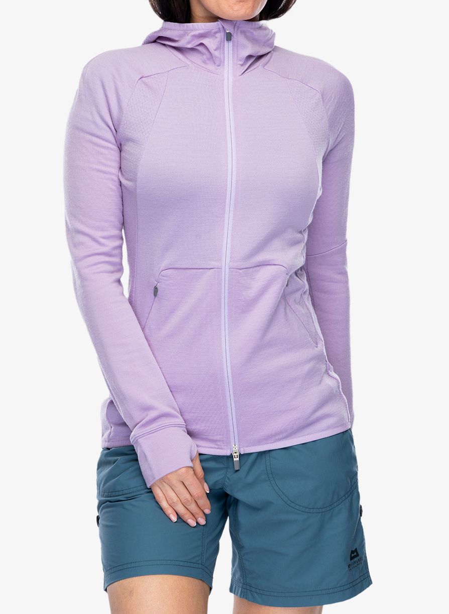 Ženska jopica Icebreaker Merino Quantum ZoneKnit LS Zip Hoodie - purple gaze