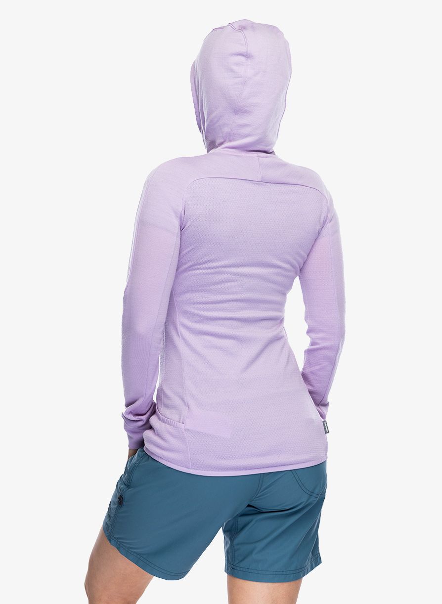 Ženska jopica Icebreaker Merino Quantum ZoneKnit LS Zip Hoodie - purple gaze