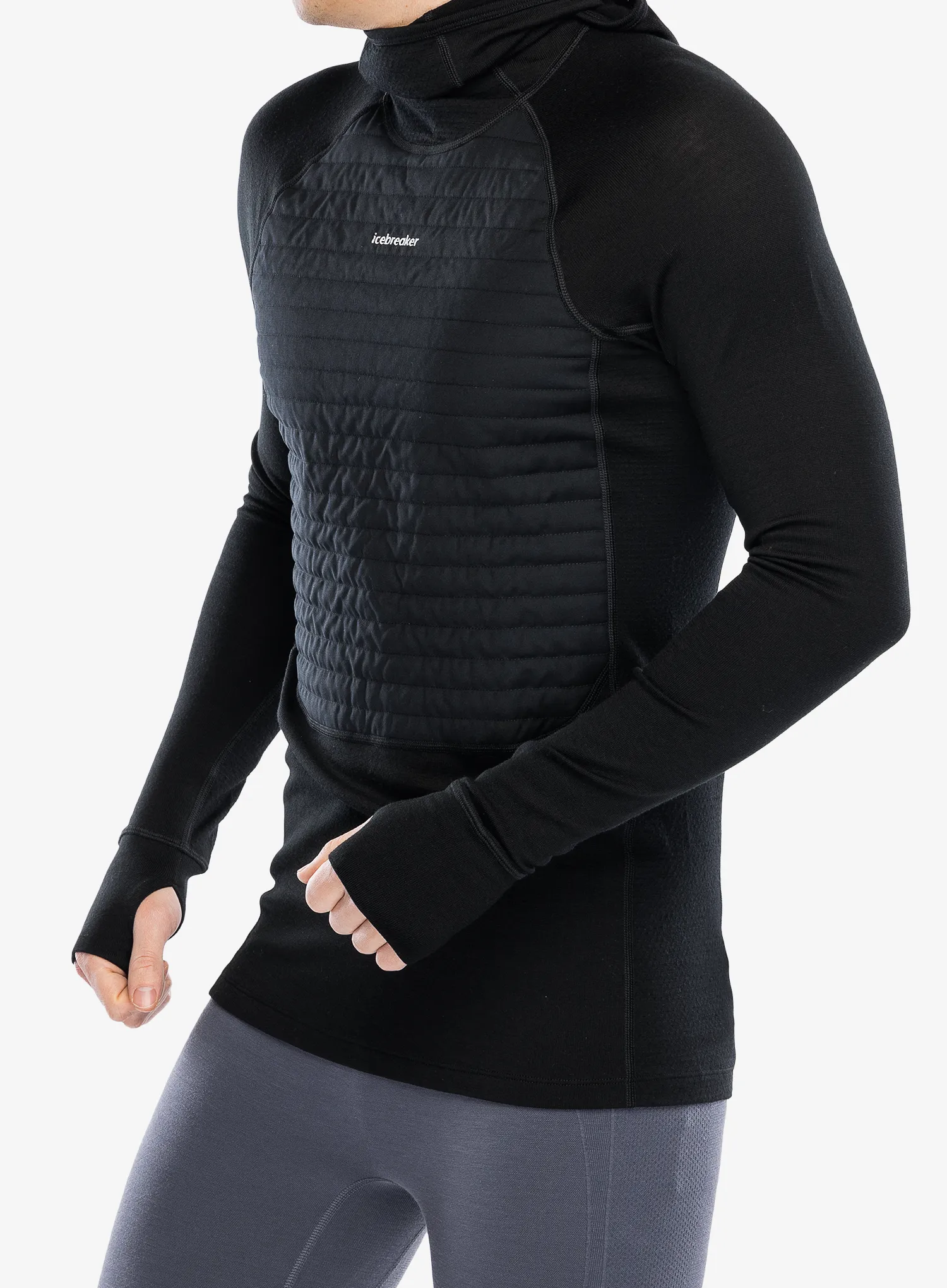 Termo flis jopa Icebreaker ZoneKnit Insulated LS Hoodie - black