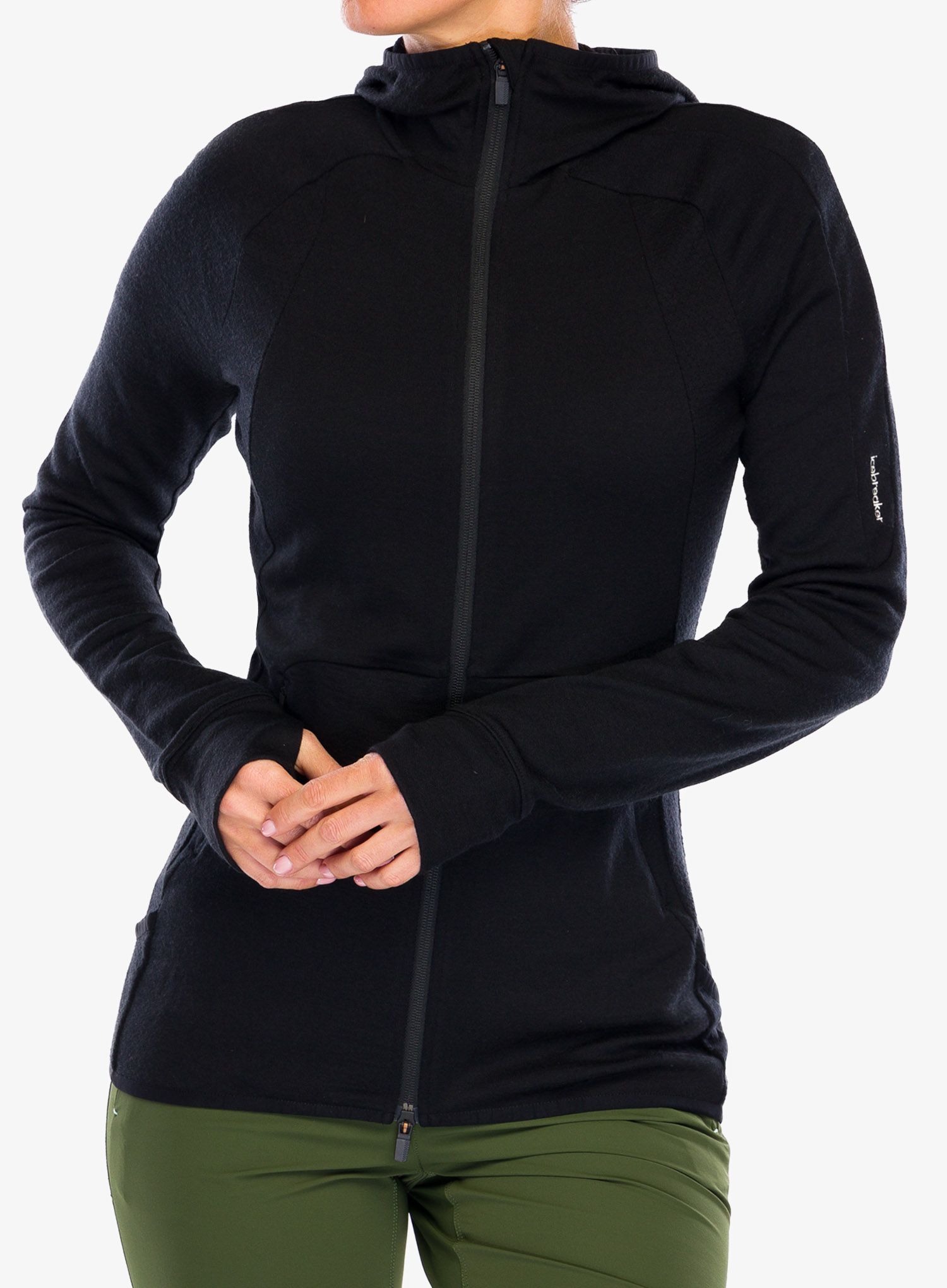 Ženska jopica Icebreaker ZoneKnit LS Zip Hoodie - black