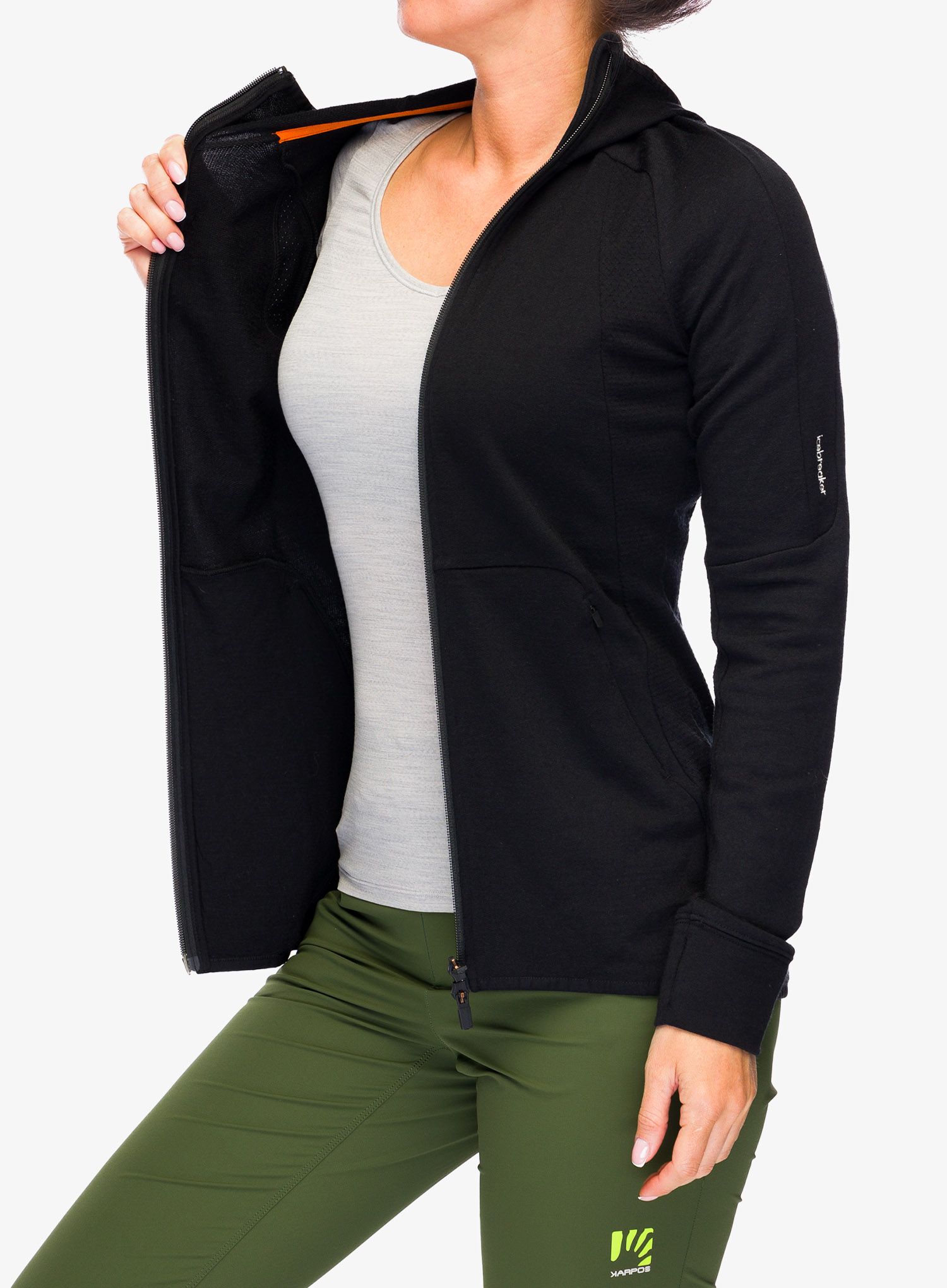Ženska jopica Icebreaker ZoneKnit LS Zip Hoodie - black