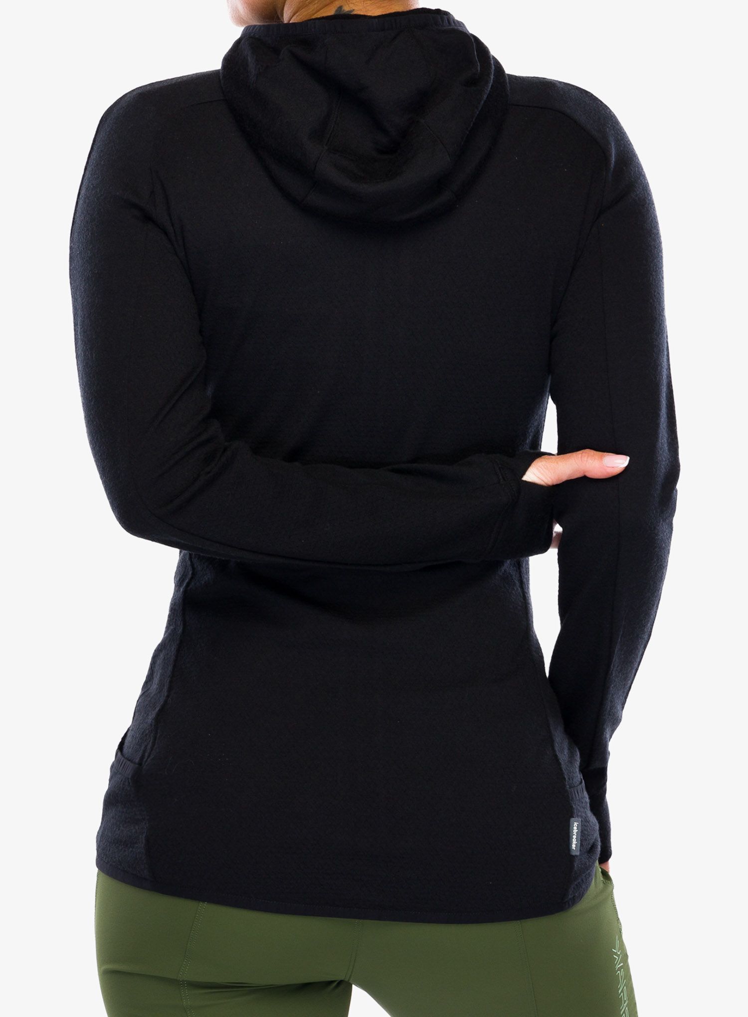 Ženska jopica Icebreaker ZoneKnit LS Zip Hoodie - black