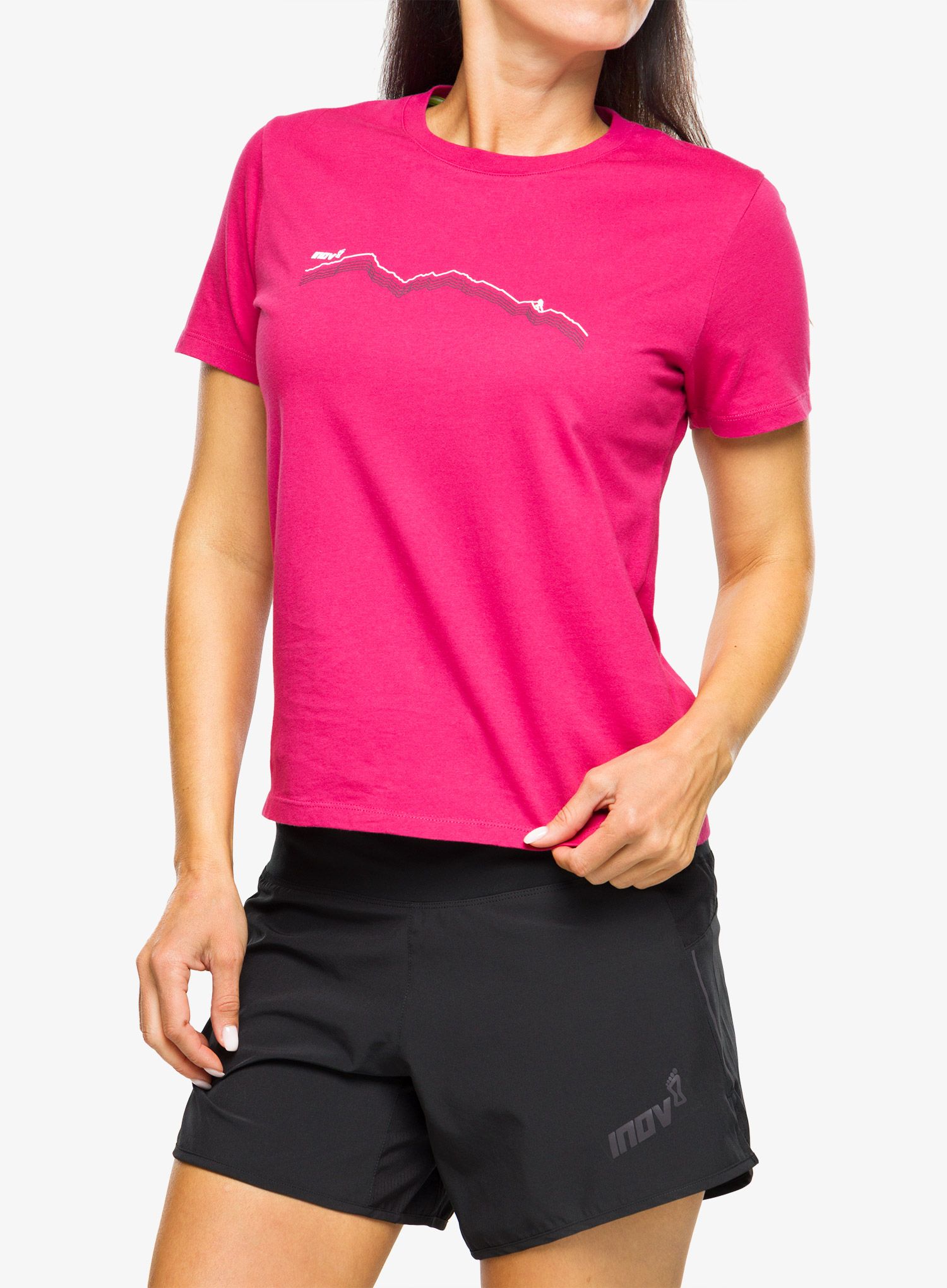 Ženska bombažna majica Inov-8 Graphic Tee SS Ridge - pink